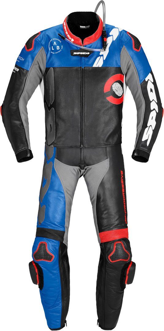 SpiDi Motorradkombi DP-Progressive Touring 2-Teiler Motorrad Lederkom Black/Red/Blue