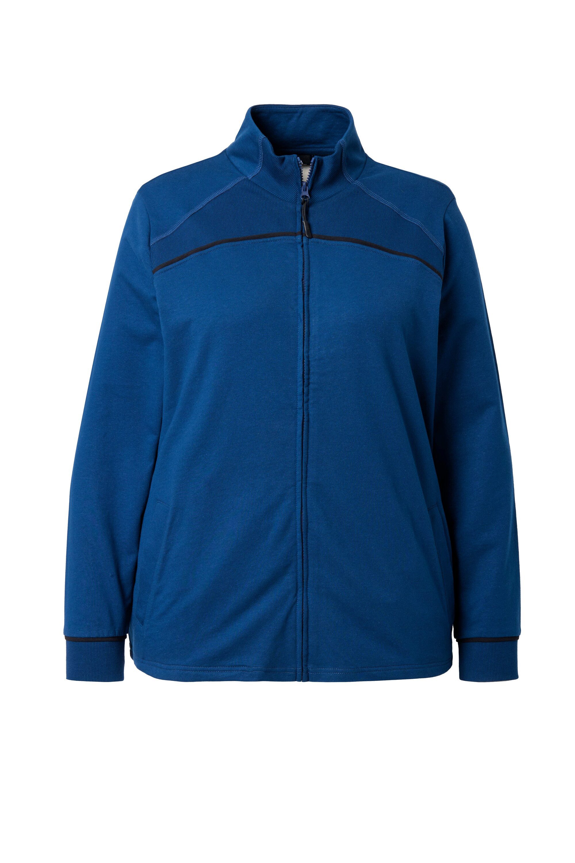 Ulla Popken Sweatjacke Sweatjacke Rippeinsätze Stehkragen Langarm günstig online kaufen