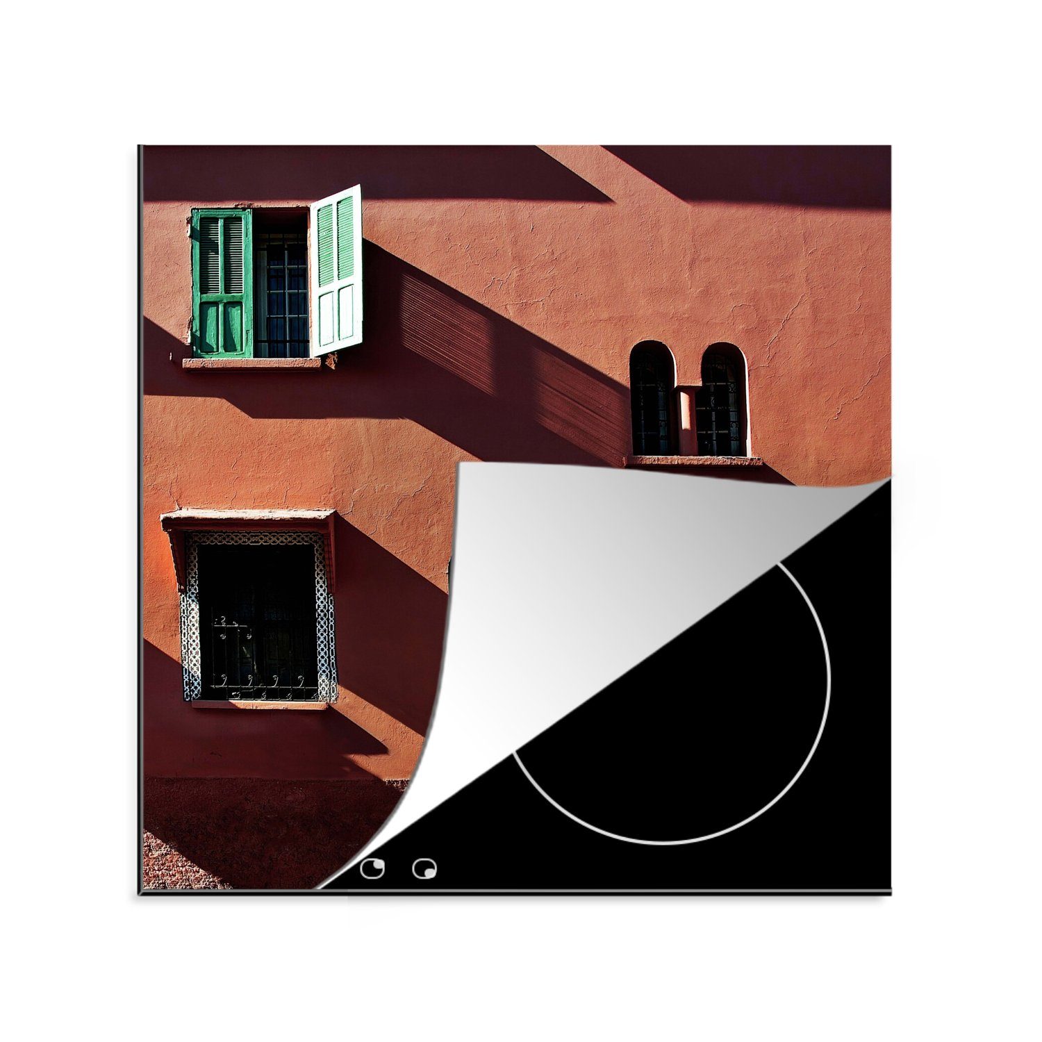 MuchoWow Herdblende-/Abdeckplatte Mauern - Rot - Marrakesch, Vinyl, (1 tlg), 78x78 cm, Ceranfeldabdeckung, Arbeitsplatte für küche