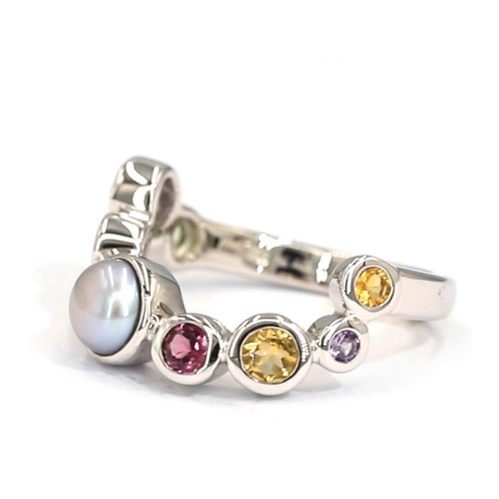 Cavill Perlenring Schicker Ring aus Sterlingsilber mit Perle und Edelstein (1-tlg)