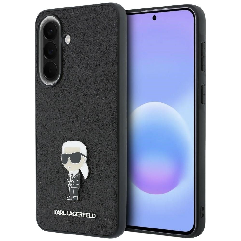 KARL LAGERFELD Handyhülle Galaxy A57 Ikonik Glitter schwarz Logo Metall Pin 6,7 Zoll, Kantenschutz