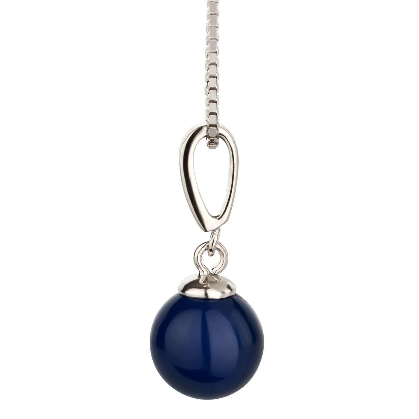 Schöner-SD Kette mit Anhänger Silberkette mit 10mm Perle Anhänger und Zirkonia (inkl. Etui), 925 Silber rhodiniert