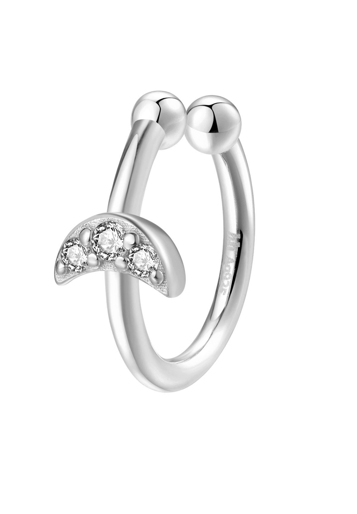 Ohrklemme Mond, Stern Ear Cuff, mit Zirkonia