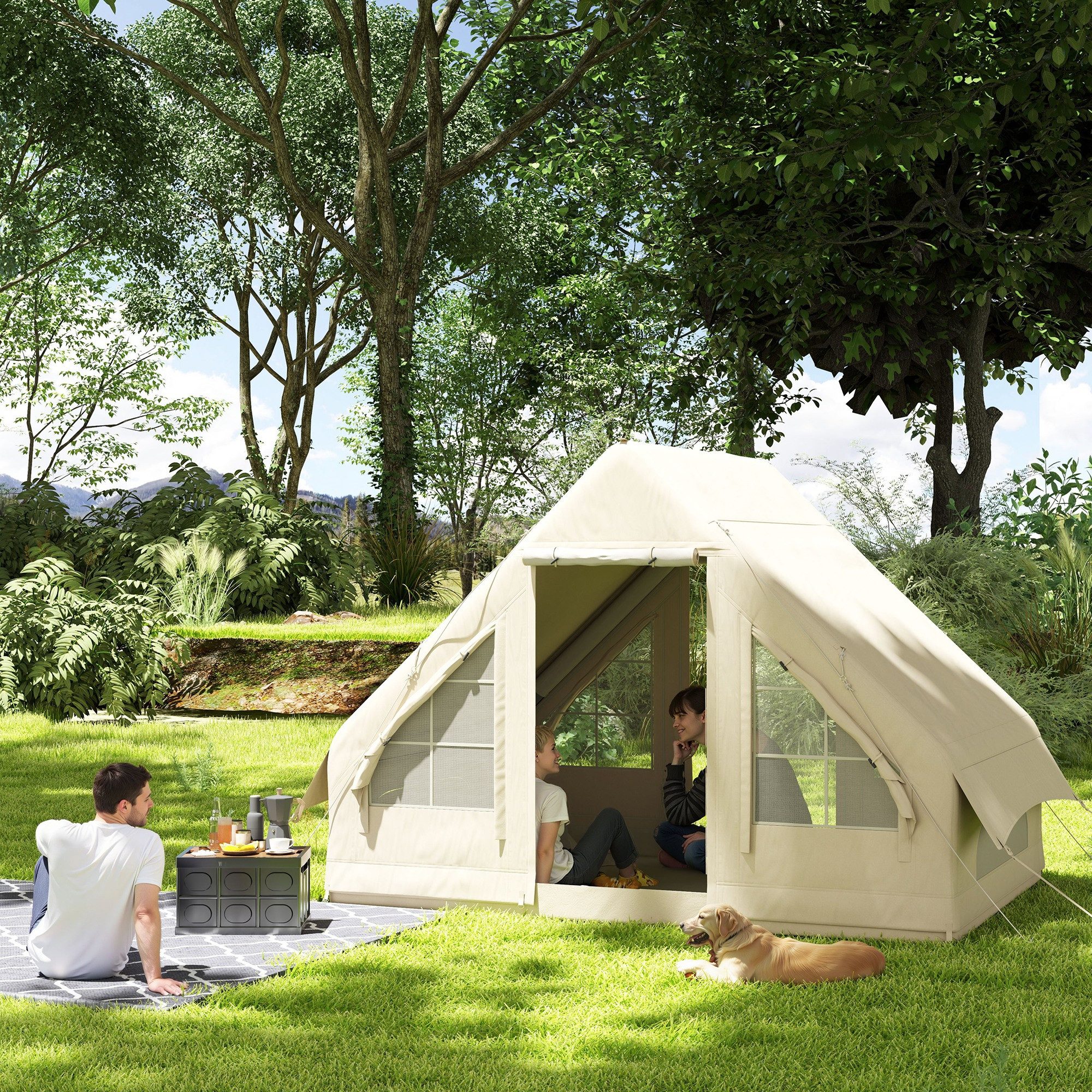 Outsunny aufblasbares Zelt Campingzelt mit Fenster, günstig online kaufen