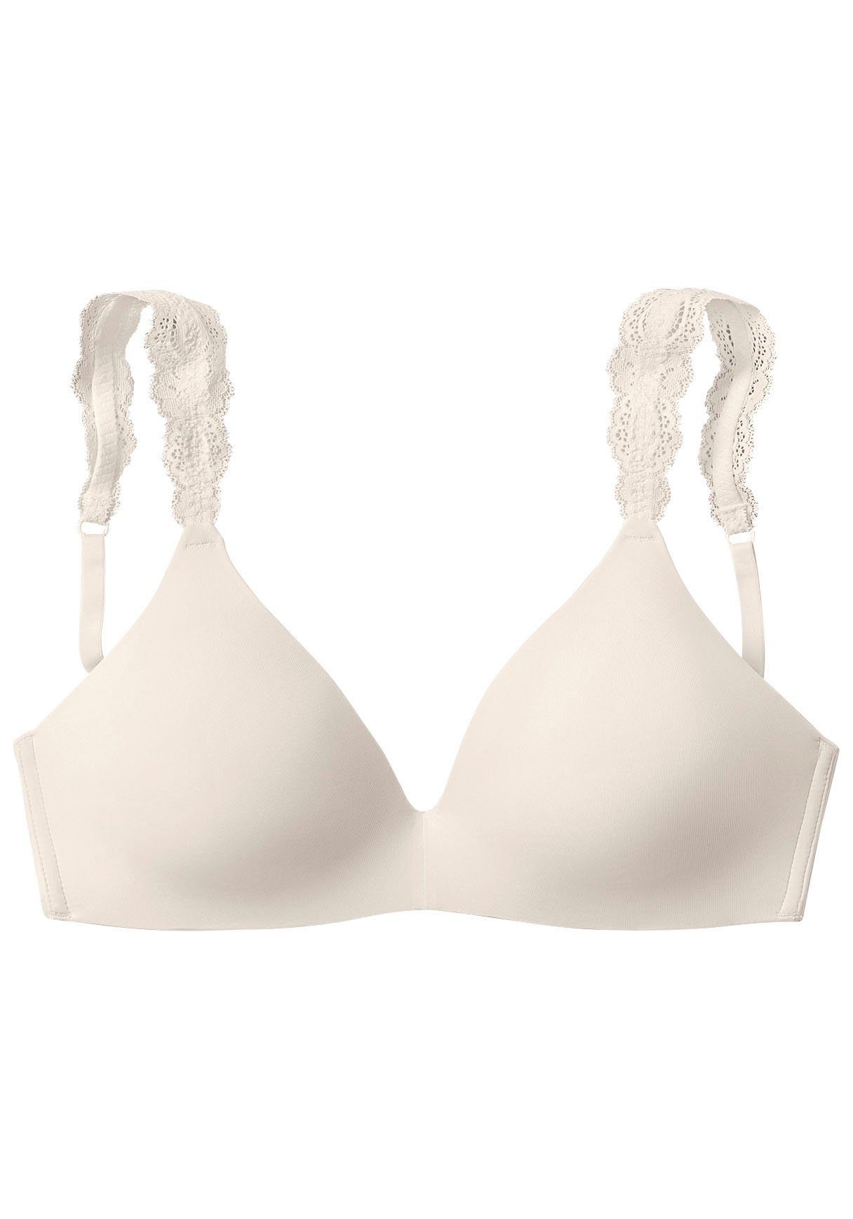 LASCANA Push-up-BH ohne Bügel mit wunderschönen Spitzenträgern, Dessous