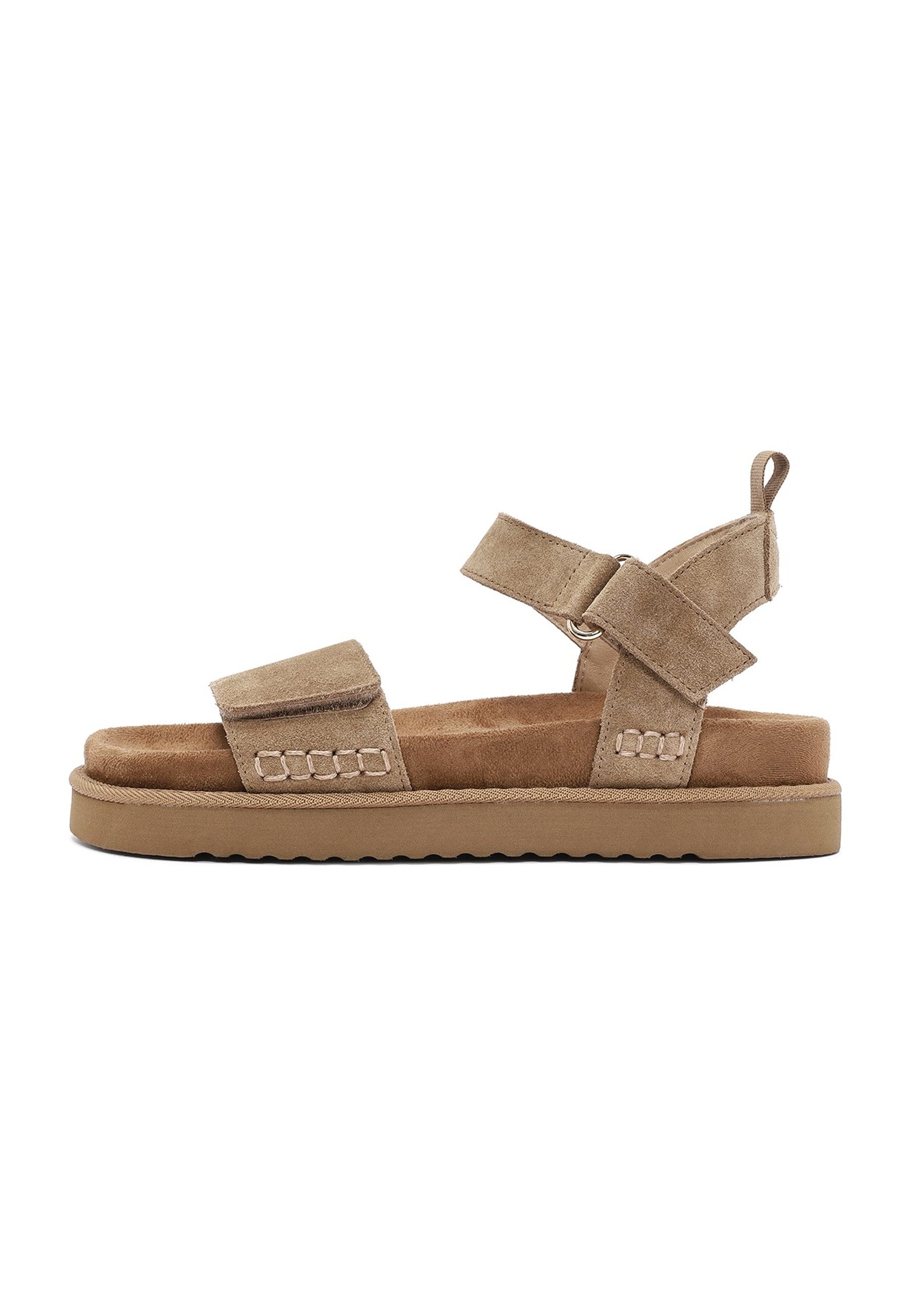 Derimod Sandalen aus Veloursleder Sandale Echtes Wildleder, Verstellbare Riemen, Synthetikfutter, Alltagskomfort