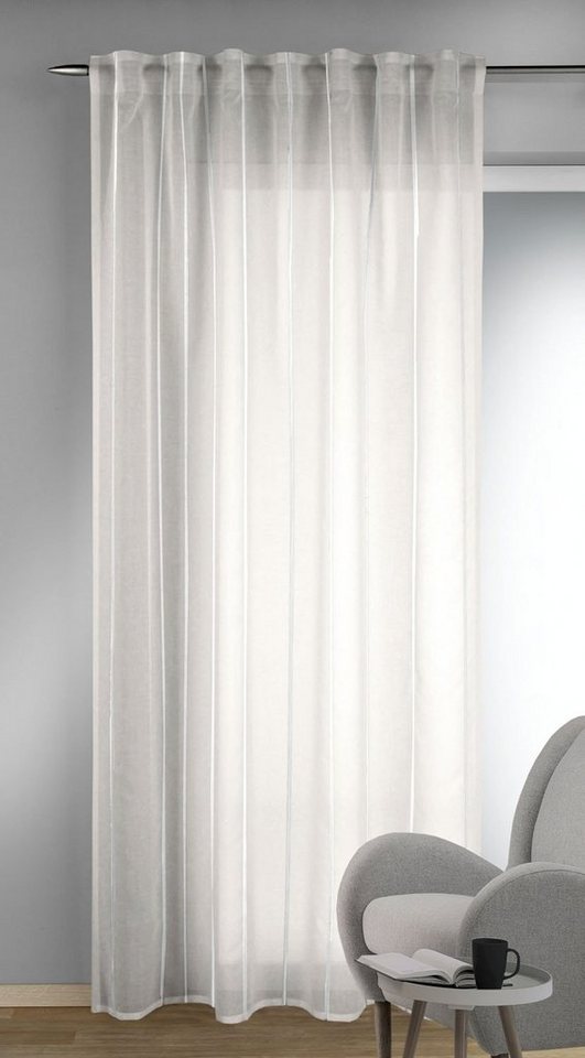 Vorhang Schlaufenvorhang, Weiß, B 135 cm, L 245 cm, Albani, verdeckte  Schlaufen, halbtransparent, mit einer Größe von 135 x 245 cm