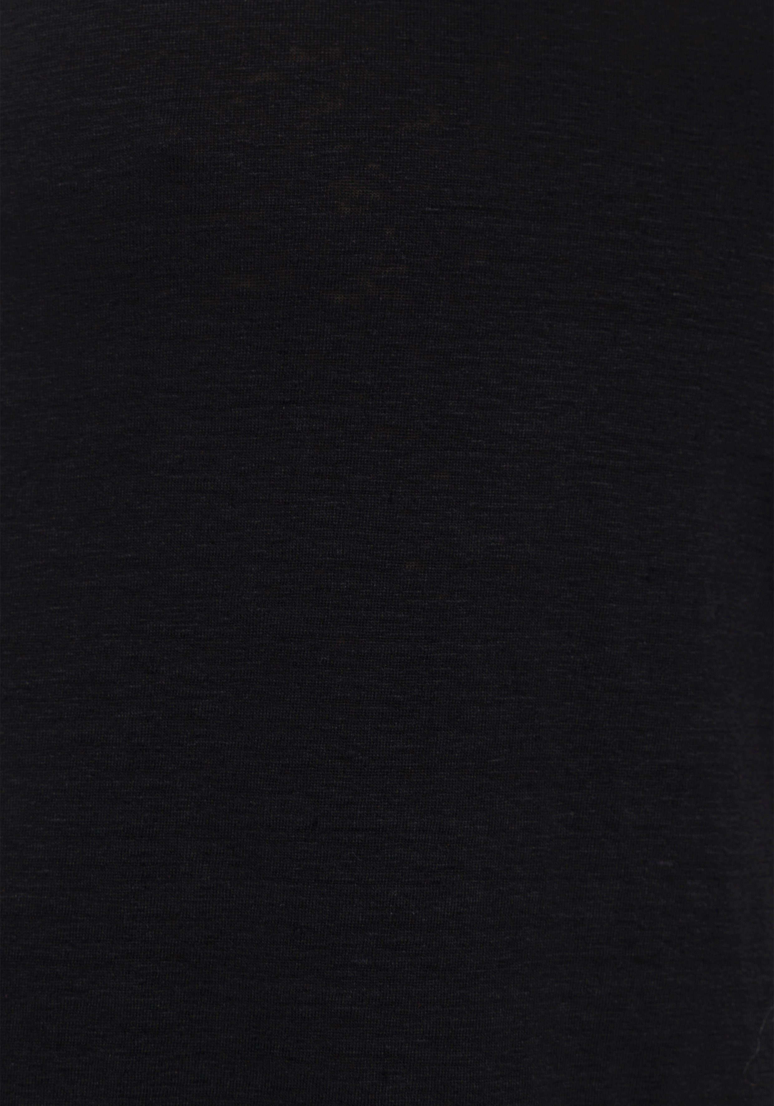 Leinenanteil mit schwarz Level T-Shirt hohem OLYMP body Five fit