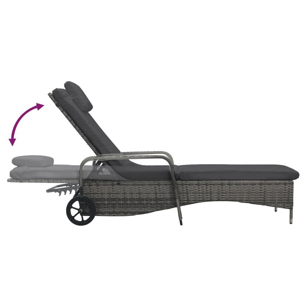 vidaXL Gartenliege Sonnenliege mit Rädern Poly-Rattan günstig online kaufen