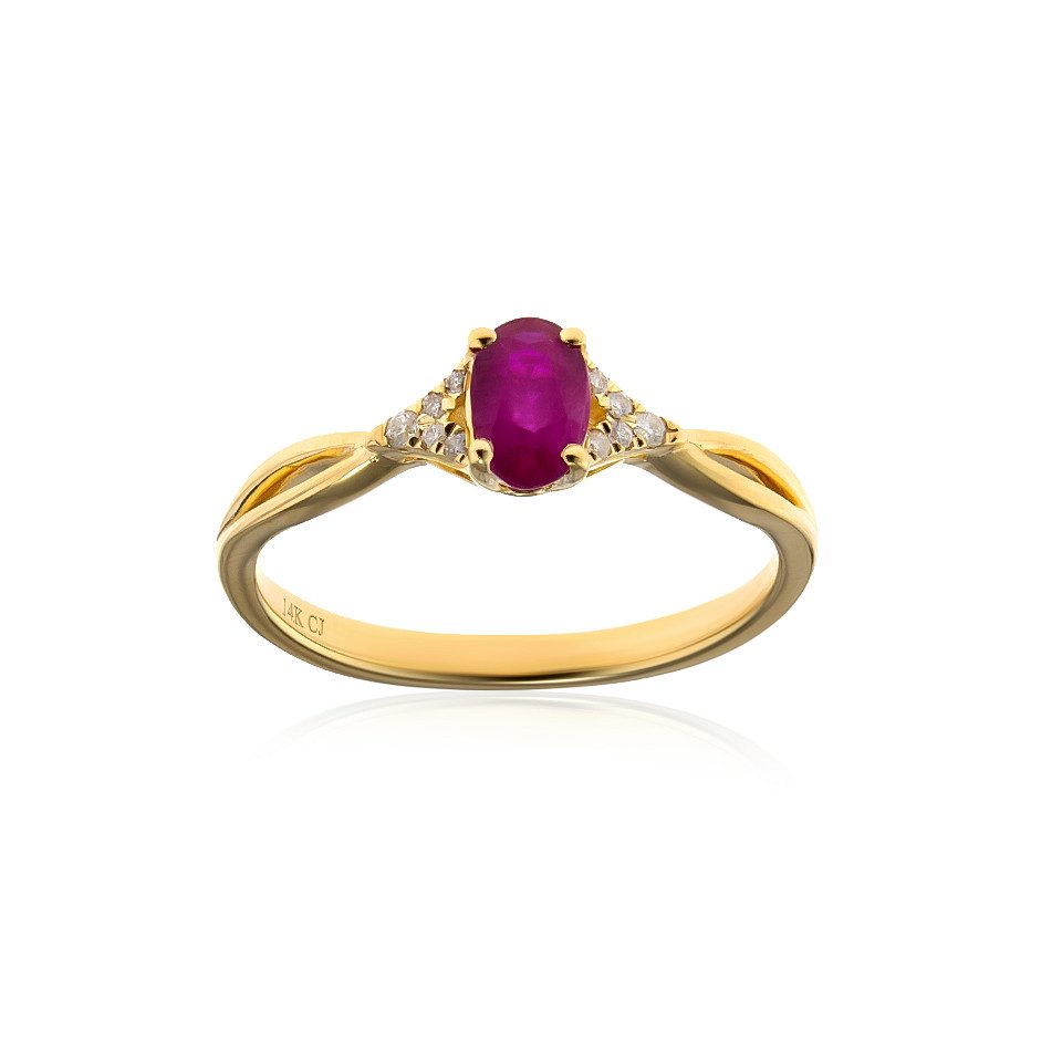 Diamantring AAA Mosambik Rubin 14K Gold Ring, 0,54ct