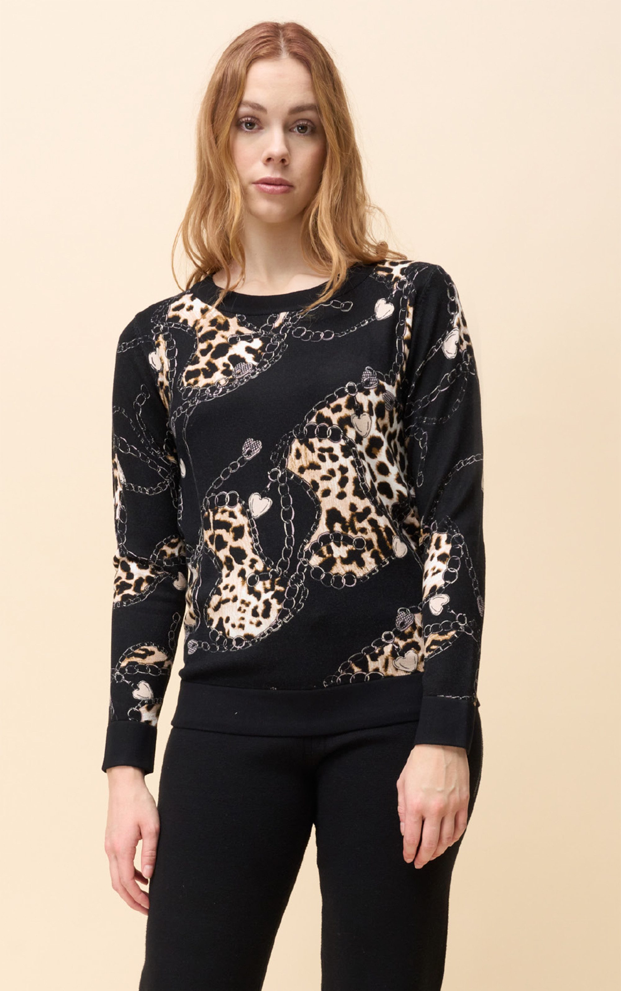 GORGLITTER Damen Pullover Leoparden - Oversize Strickpulli Für Herbst
