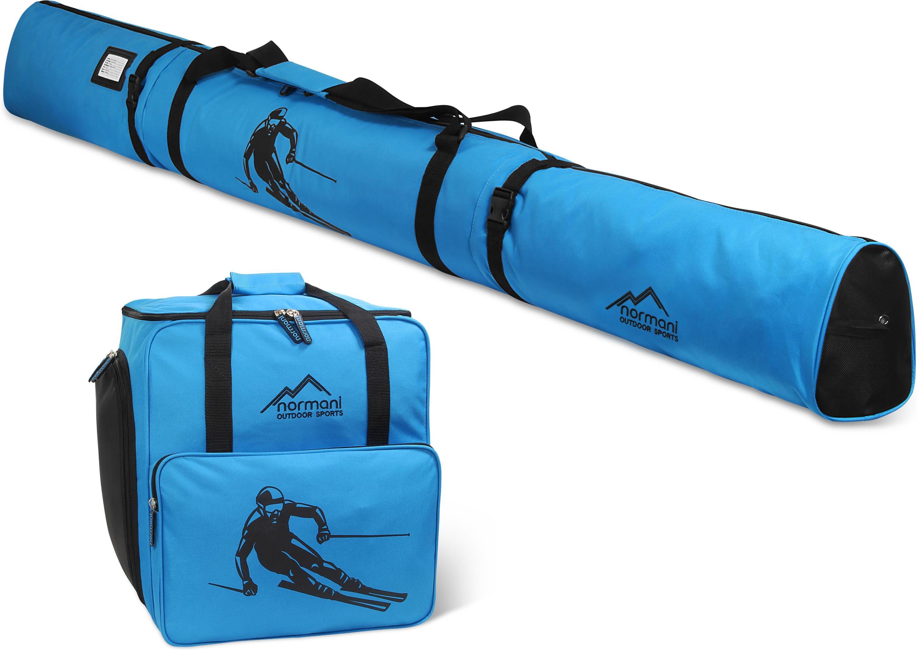 normani Sporttasche Blau Skitasche 1 und Kombiset Paar Skiset Ski, gepolsterte Stöcker Skischuhe Skischuhtasche, für Skitasche Skibag und Skisack