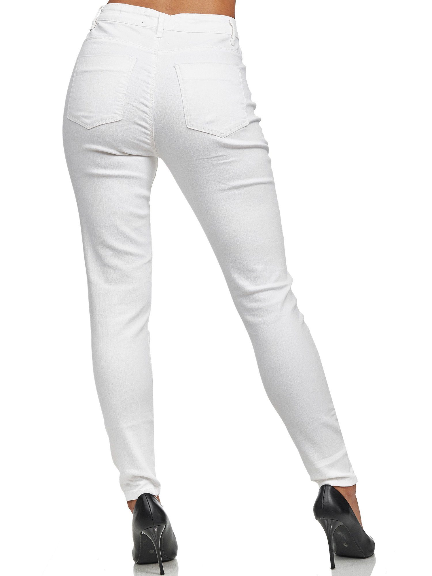 Damen Jeanshose High-waist-Jeans Tazzio F101 weiß Skinny Fit