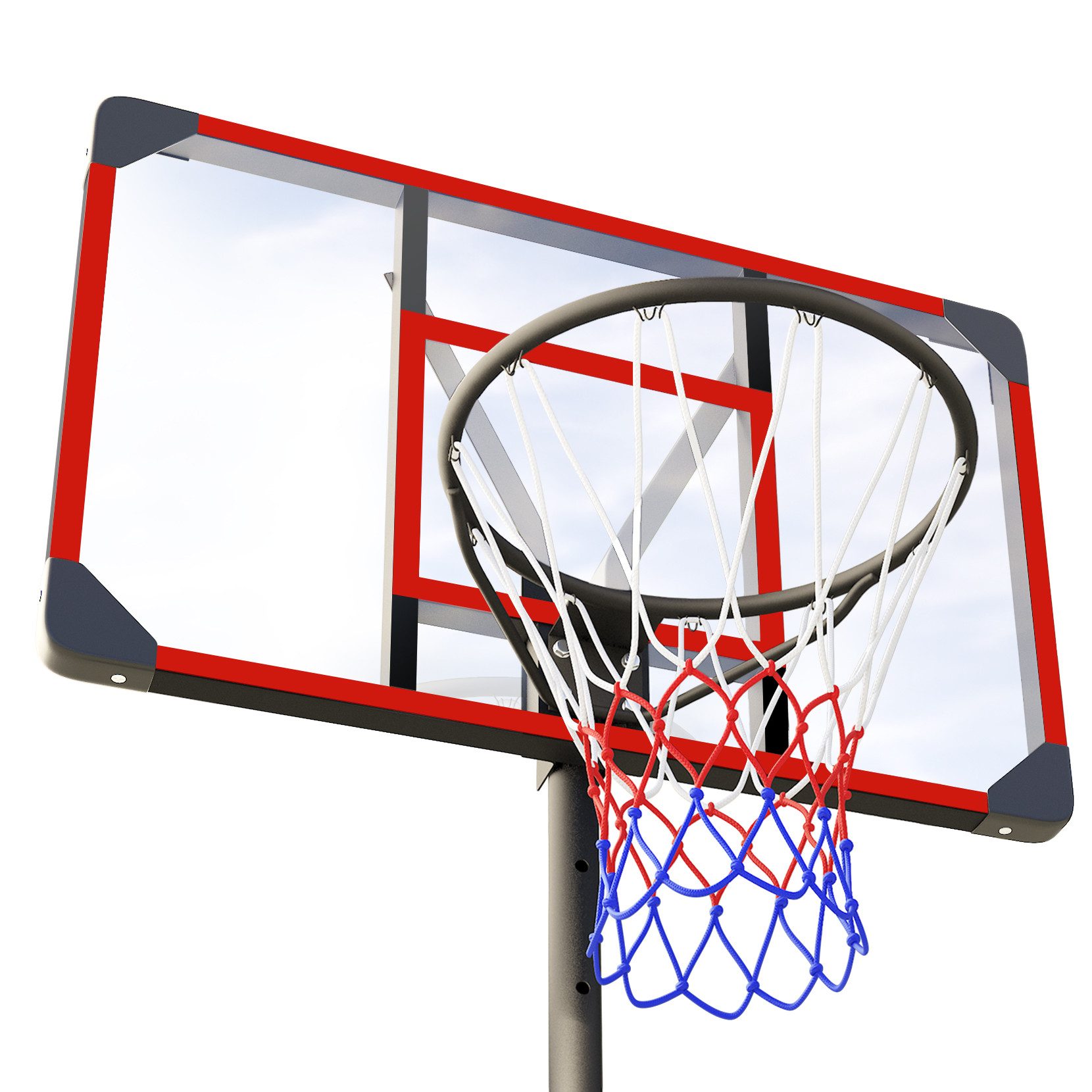 OUNUO Basketballkorb Basketballkorb mit Rollen 147–260cm Höhenverstellbar Basketballständer