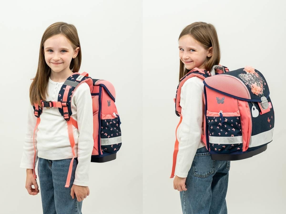 Belmil Schulranzen "Classy" 2025 Set 1. Klasse neue Designs, Blumen Schmetterlinge, 4tlg. Set ab 1. Klasse, Grundschule, Mädchen
