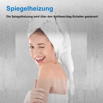 duschspa Badspiegel 80-160cm Kalt/Warm/Neutralweiß, Uhr, Beschlagfrei, 3x Makeup-spiegel, dimmbar, Helligkeit-Speicherfunktion