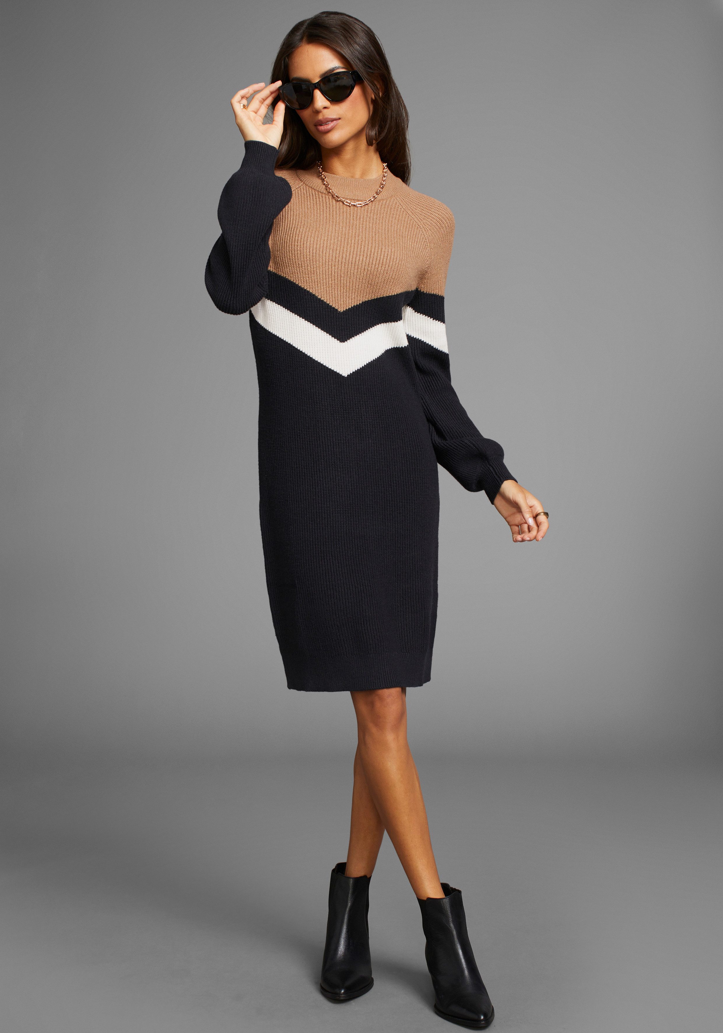 Laura Scott Strickkleid mit Streifenmuster aus weicher Viskosequalität – Bild 4 von 5