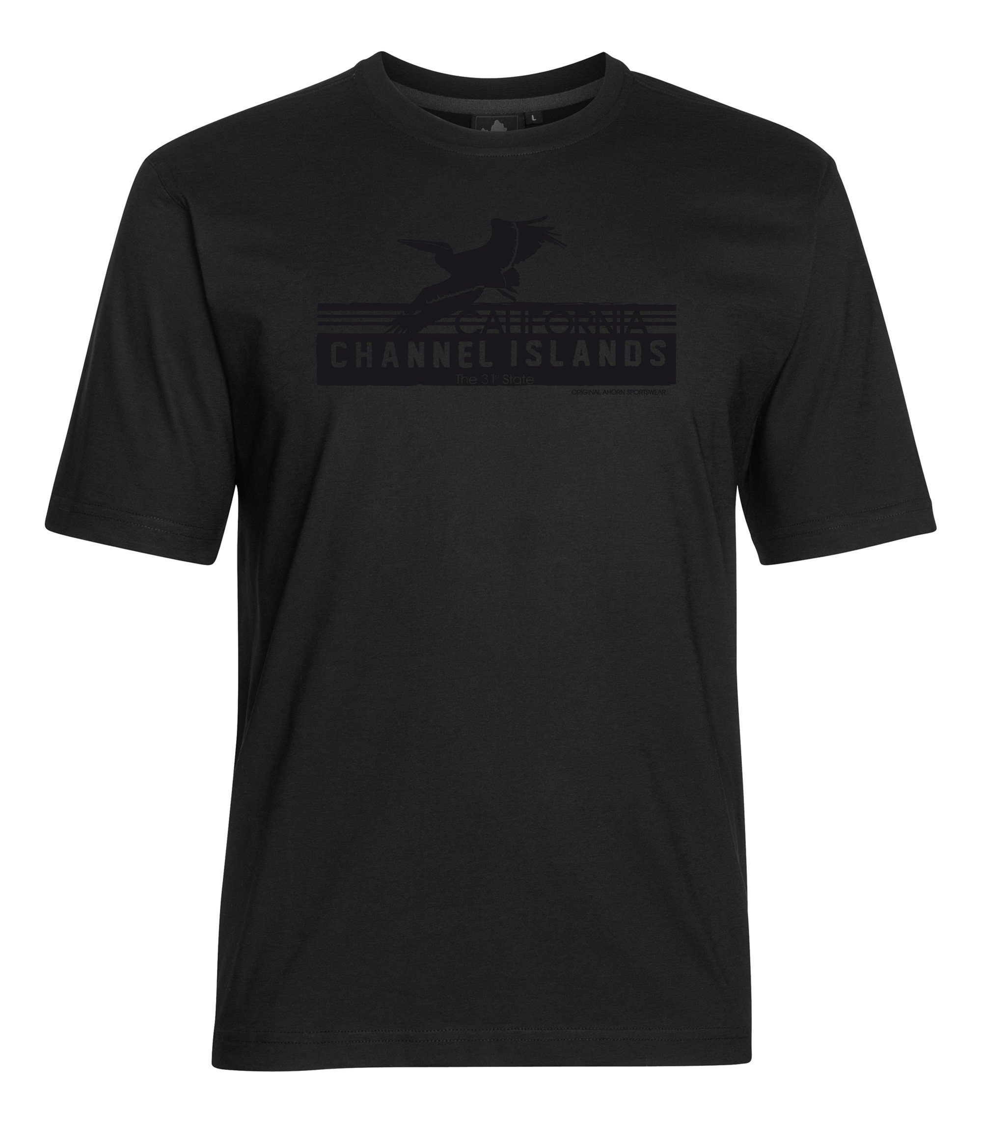 AHORN SPORTSWEAR T-Shirt CHANNEL ISLANDS mit großem Frontprint schwarz