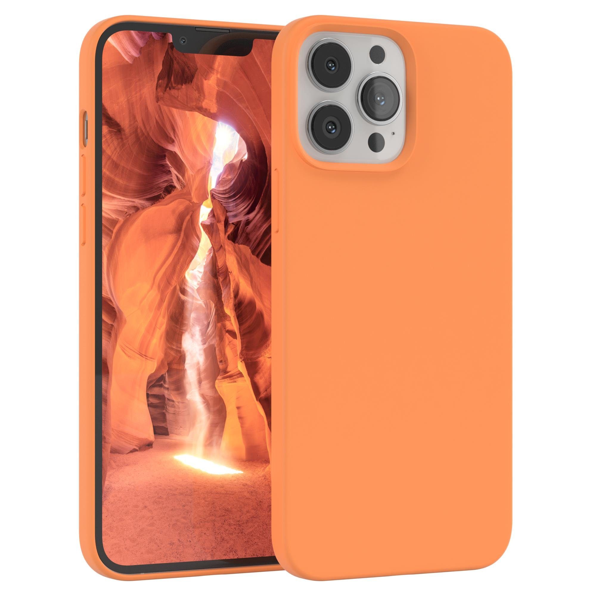 EAZY CASE Handyhülle Premium Silikon Case für Apple iPhone 13 Pro Max 6,7 Zoll, Case stoßfest Smart Slimcover mit Displayschutz Back Cover Etui Orange