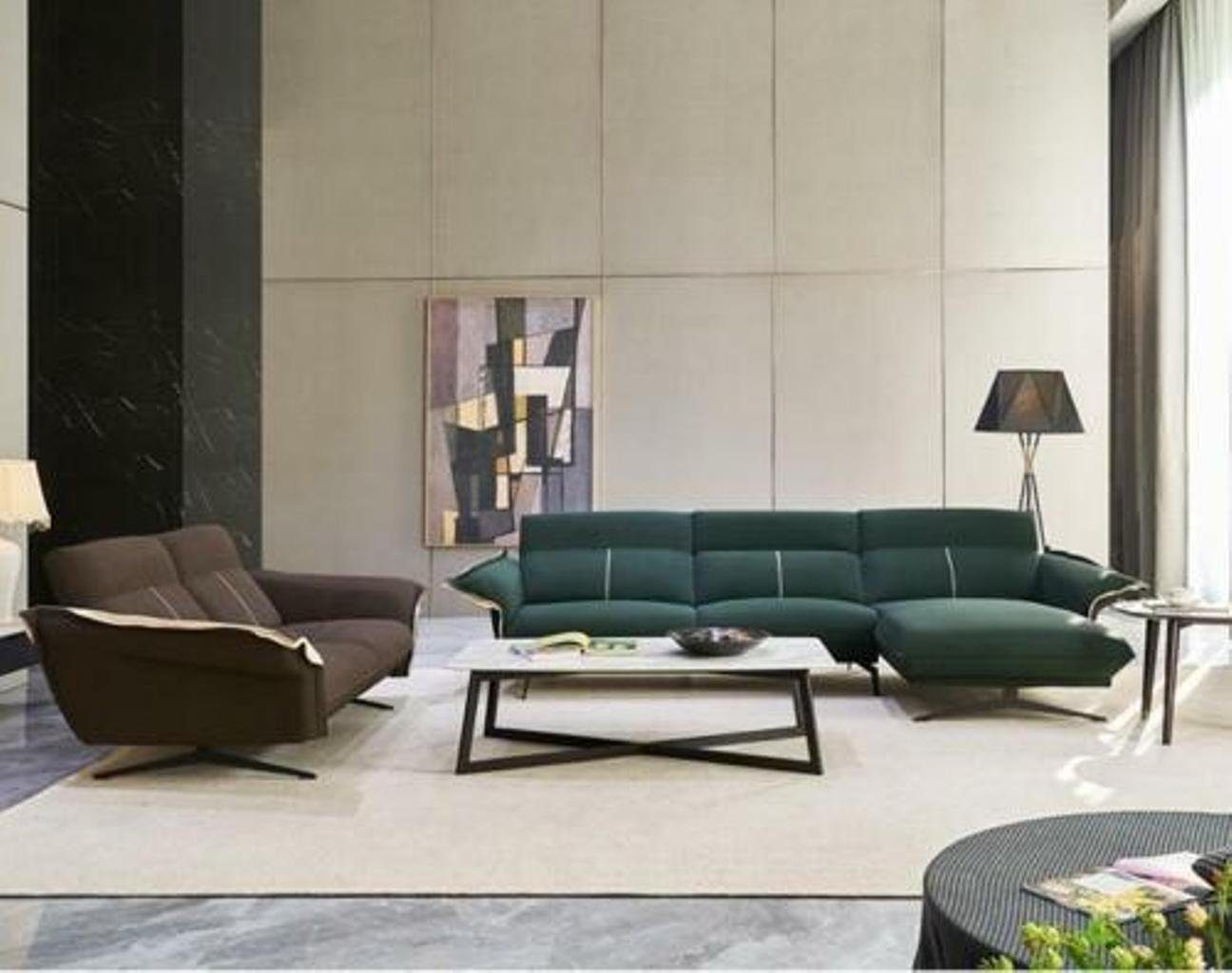 Grün Couch Ecksofa, Design Ecksofa Polster Textil Wohnzimmer Möbel Italienische JVmoebel