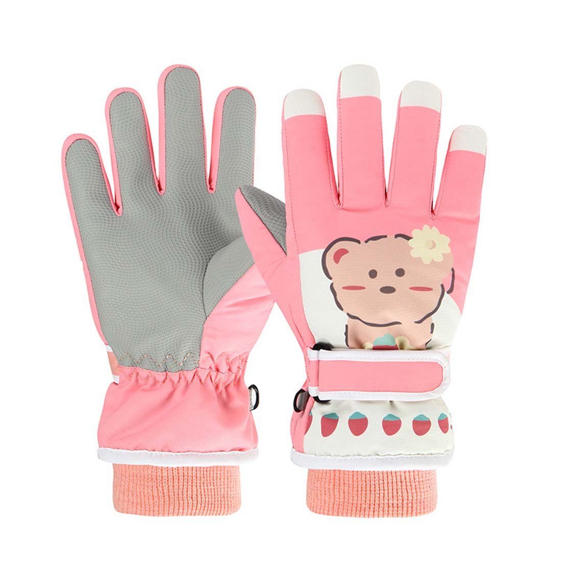 FIDDY Skihandschuhe Winter-Fünffinger-Skihandschuhe Touchscreen-Anti-Ski-Handschuhe für (warme Jahre) für mit 4–15 für Kinder geeignet Mädchen, Cartoon-Motiv