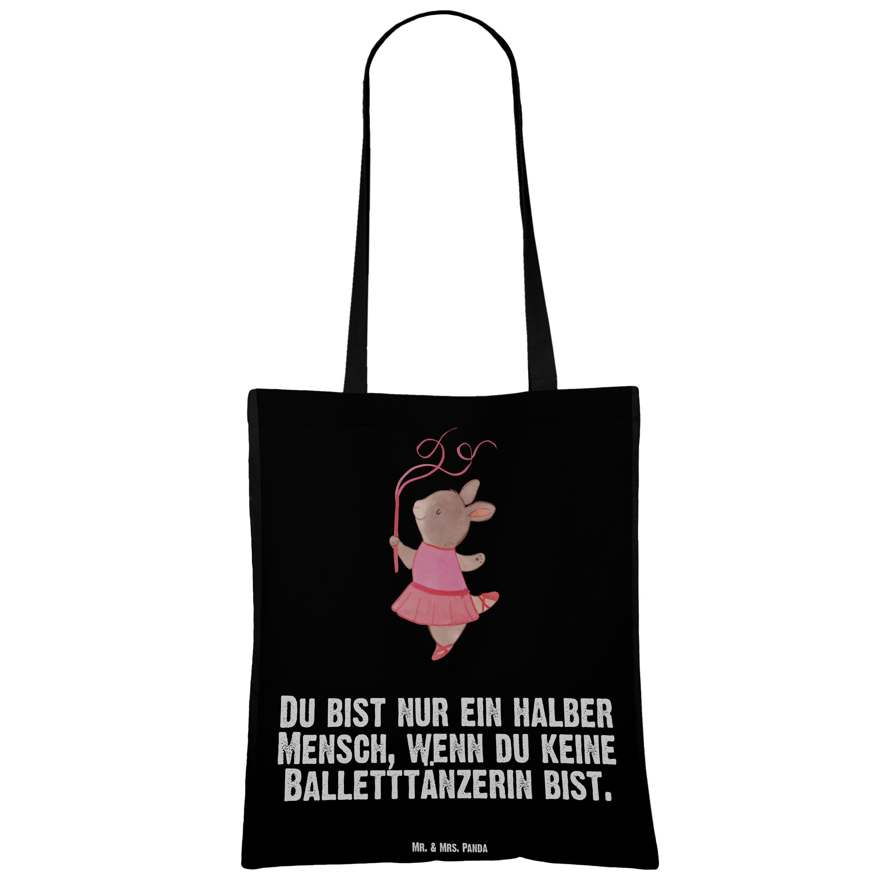 Schwarz & Tragetasche (1-tlg) Geschenk, Panda Herz Mr. Mrs. - Bal Ballettunterricht, Balletttänzerin - mit