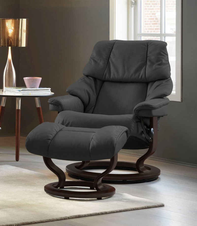 Stressless® Relaxsessel Reno (Set, Relaxsessel mit Hocker), mit Hocker, mit Classic Base, Größe S, M & L, Gestell Braun