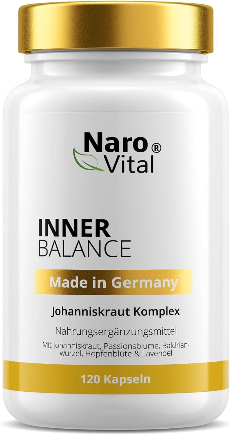 NaroVital Johanniskraut Kapseln - Mit Passionsblume, Baldrian & Lavendel - 120 Kapseln, 120 St.