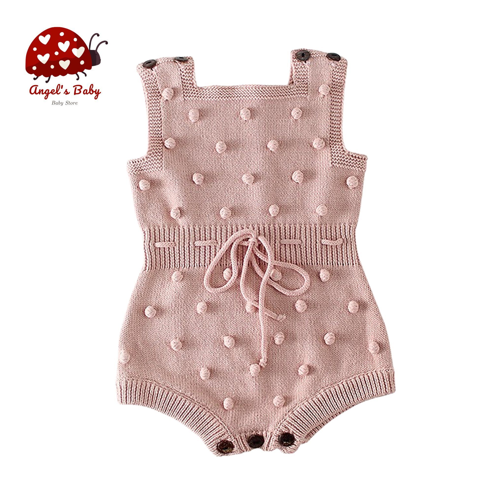 Angel's Baby Strampler Baby Kurzoverall Jumpsuit in Strick aus Baumwolle für Mädchen in tollem Design altrosa