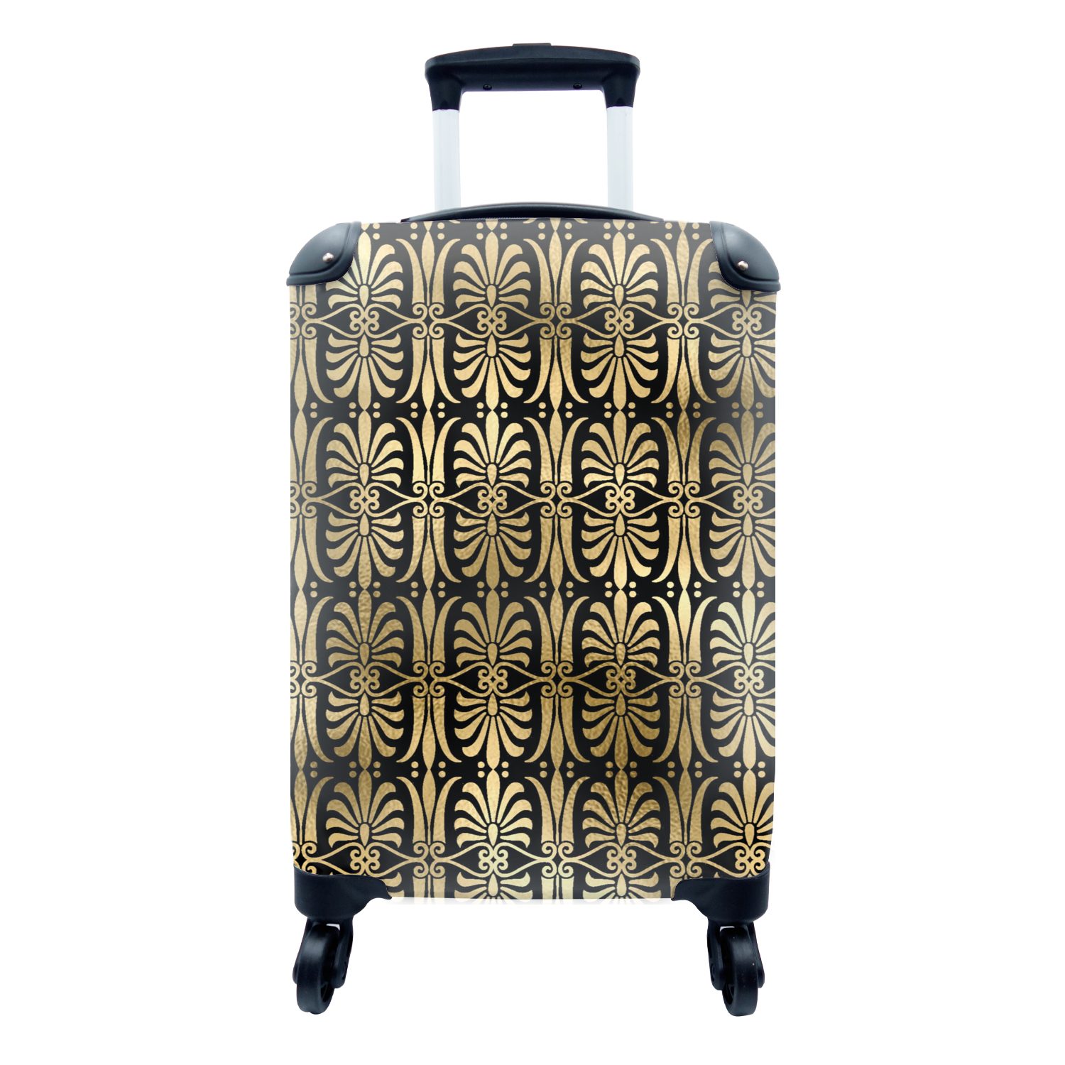MuchoWow Handgepäckkoffer Muster - Art Deco - Gold, 4 Rollen, Reisetasche mit rollen, Handgepäck für Ferien, Trolley, Reisekoffer