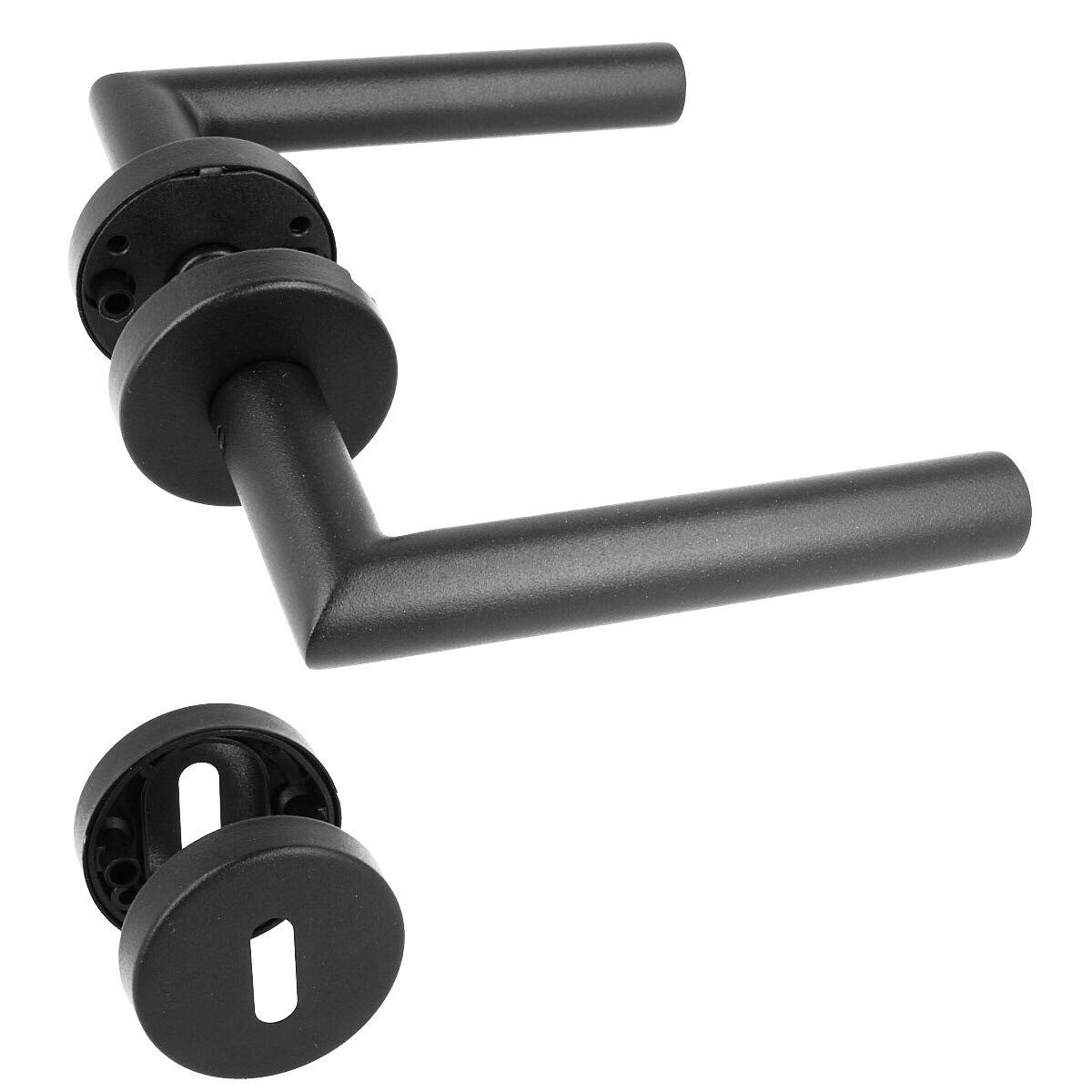 MS Beschläge Türbeschlag Türdrücker Rosettengarnitur Schwarz matt Türgriff