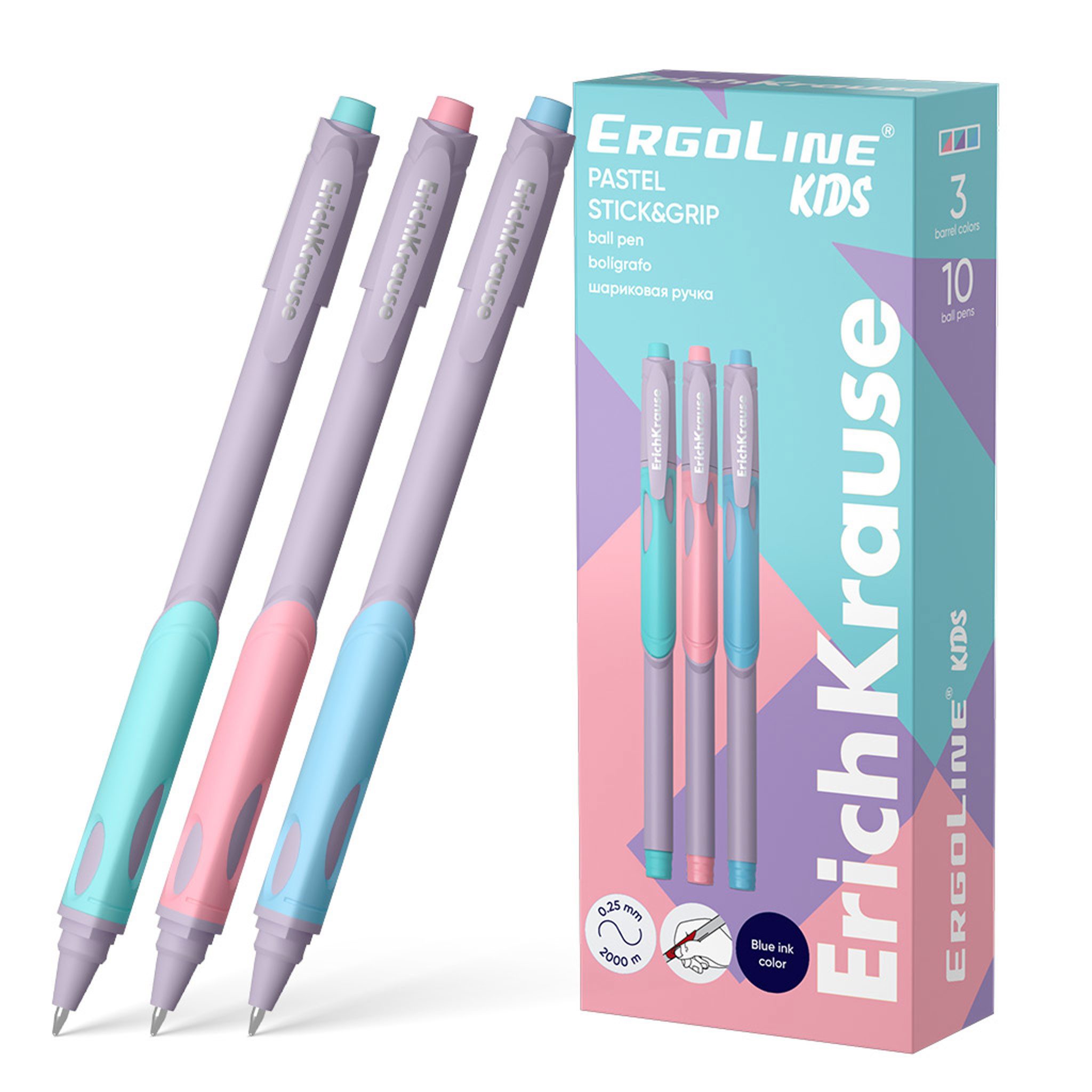 Erich Krause Kugelschreiber, Kugelschreiber ErgoLine Kids 0,25mm mit Gummigriff 10 Stück Blau