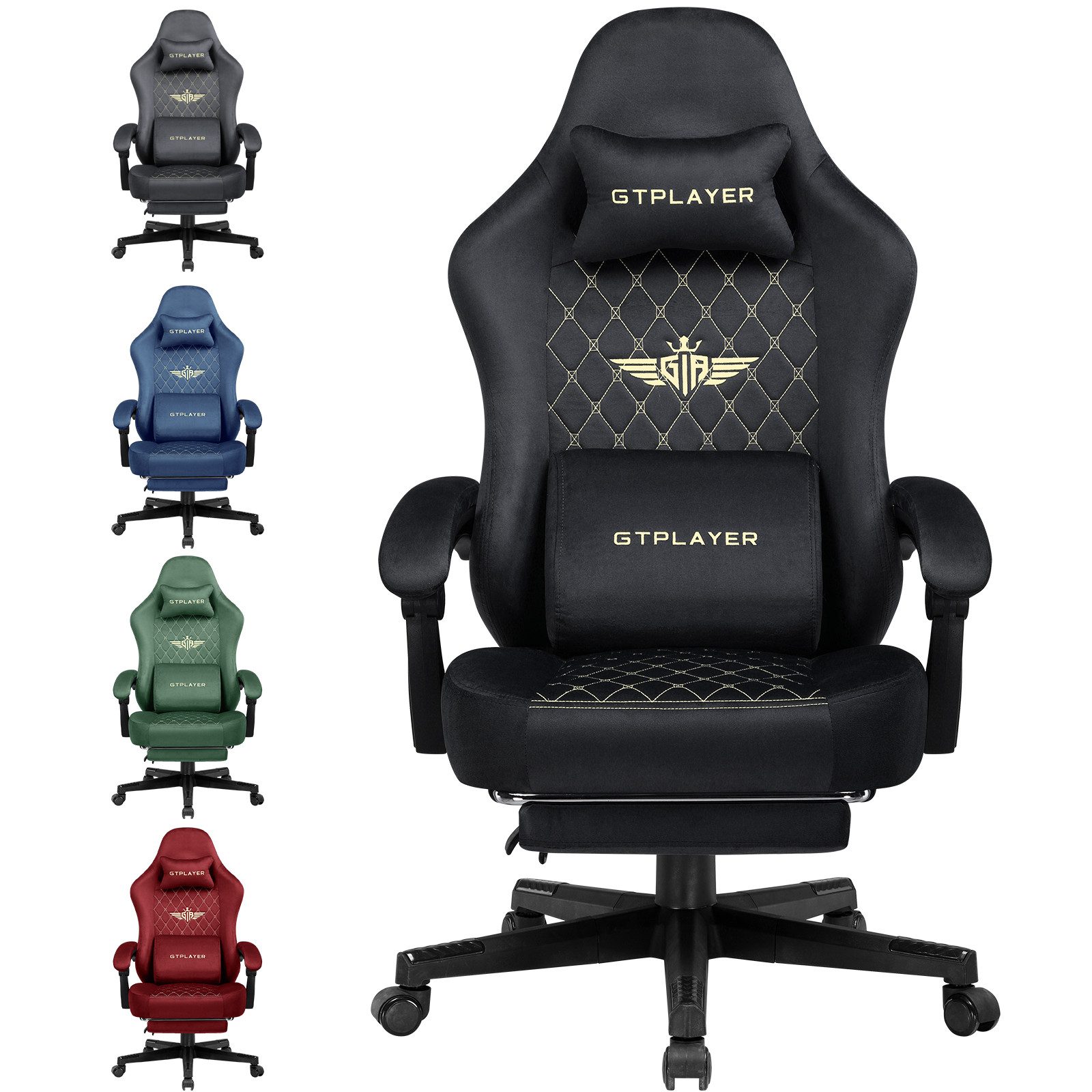Gaming-Stuhl Stoff Gaming Chair Ergonomisch Bürostuh PC Stuhl, 150kg Belastbarkeit