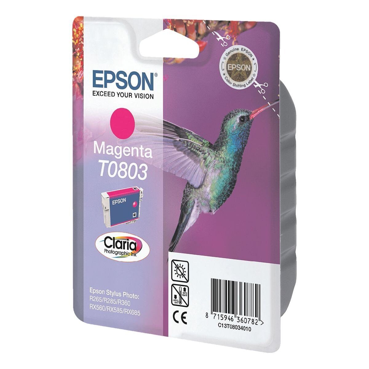 Epson T080340 Tintenpatrone (Original Druckerpatrone, magenta)