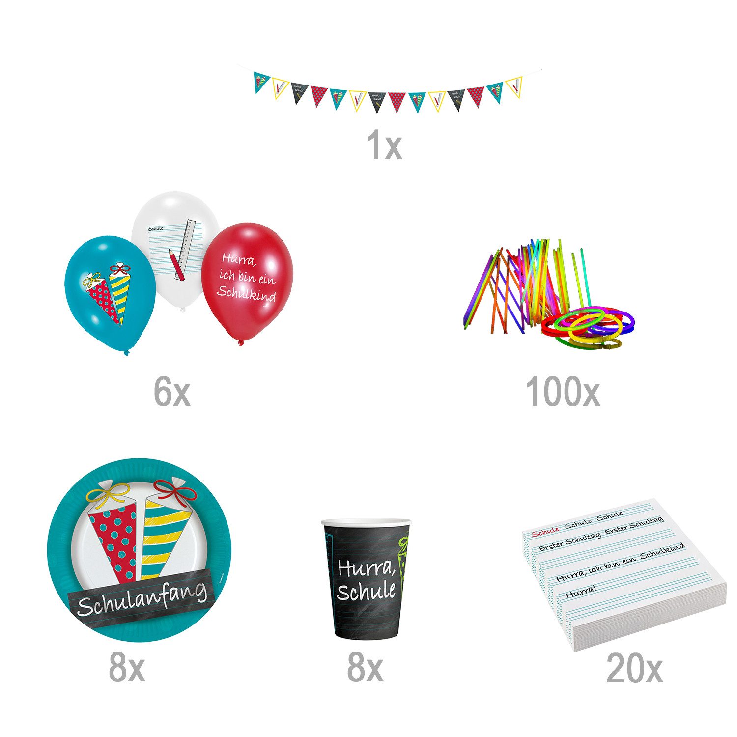 Riethmüller Papierdekoration Schulanfang Party Deko Set - Dekoration für die Einschulung