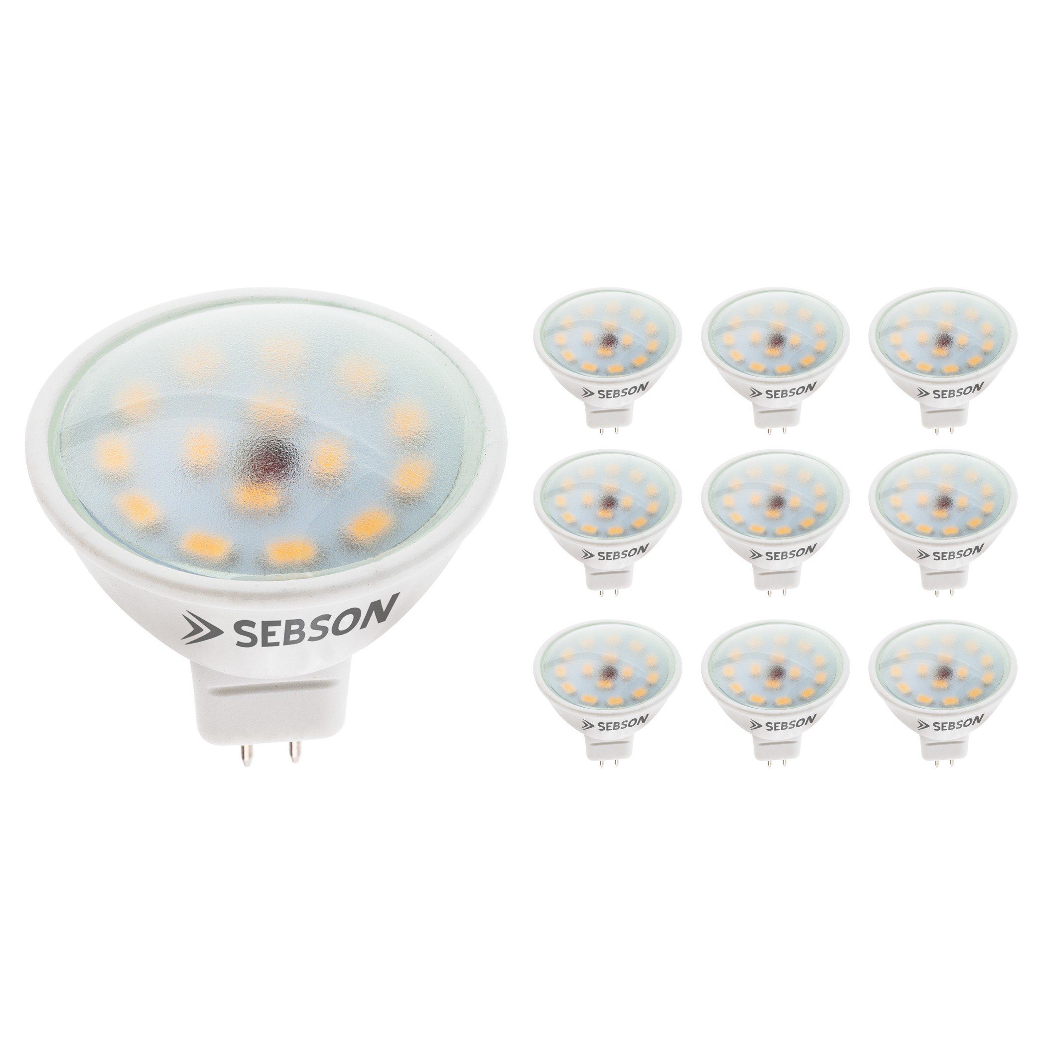SEBSON LED-Leuchtmittel LED Lampe GU5.3 / MR16 warmweiß 5W 12V DC Луковицы - 10er Pack