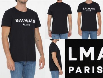 Balmain T-Shirt BALMAIN Flocked Logo Straight Fit T-Shirt Cotton Shirt Paris Tee S