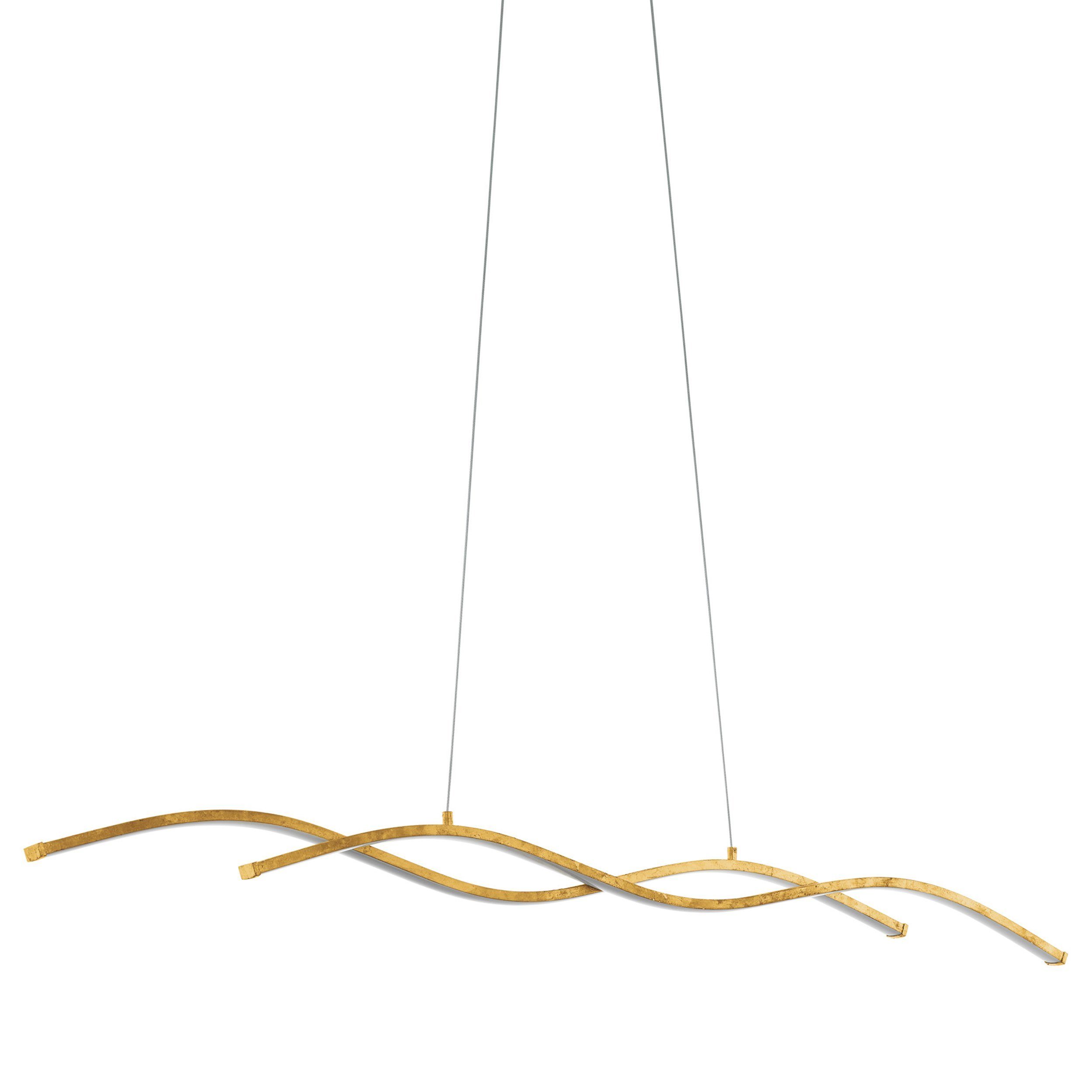 EGLO LED-Hängeleuchte Miraflores, Leuchtmittel inklusive, Hängeleuchte, Esstischlampe, Wohnzimmerlampe, Gold, Weiß, L 120 cm