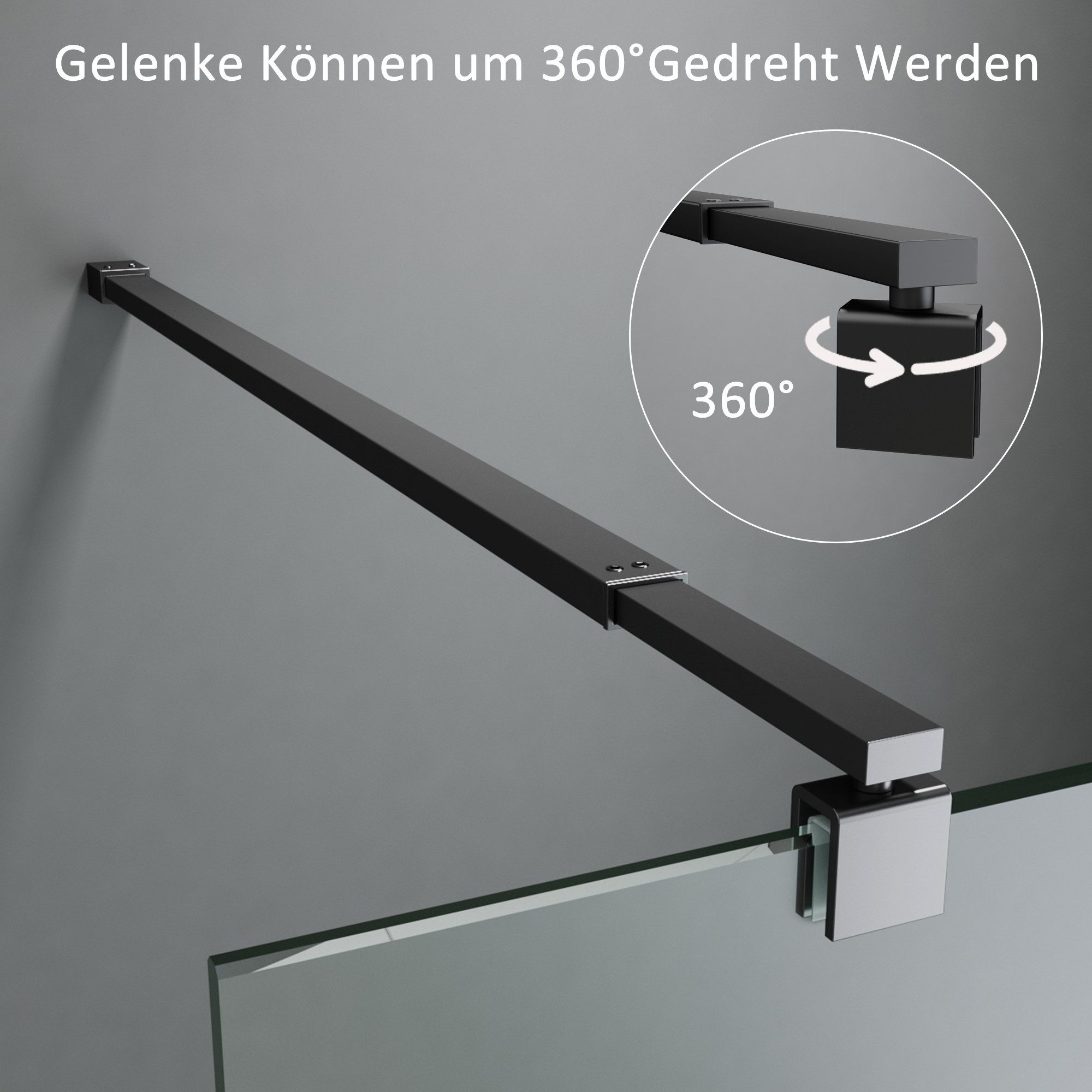 Boromal Duschwand-Stabilisationsstange Dusche Schwarz Chrom für 5-10mm Halt günstig online kaufen