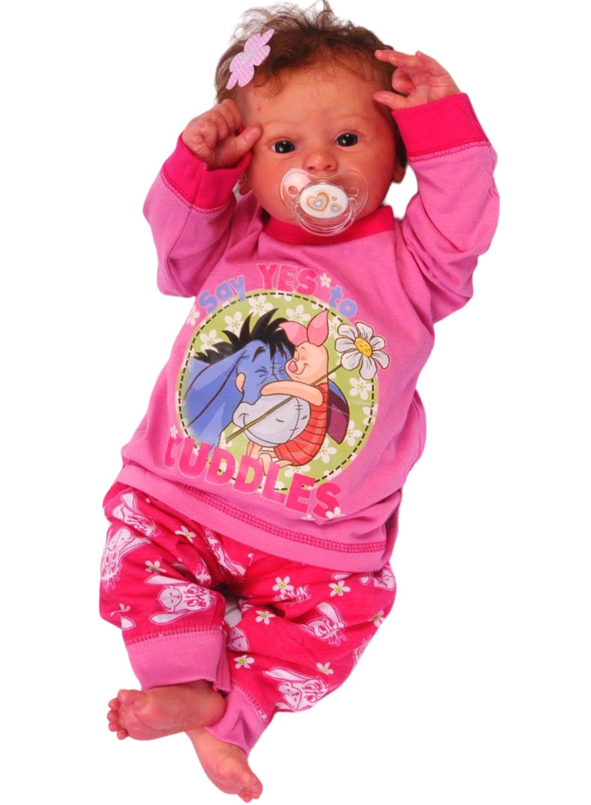 Pyjama Schlafanzug für Baby KinderZweiteilr Hose Langarmshirt in Pink aus Baumwolle, 62 68 74 80 86 92 98 104