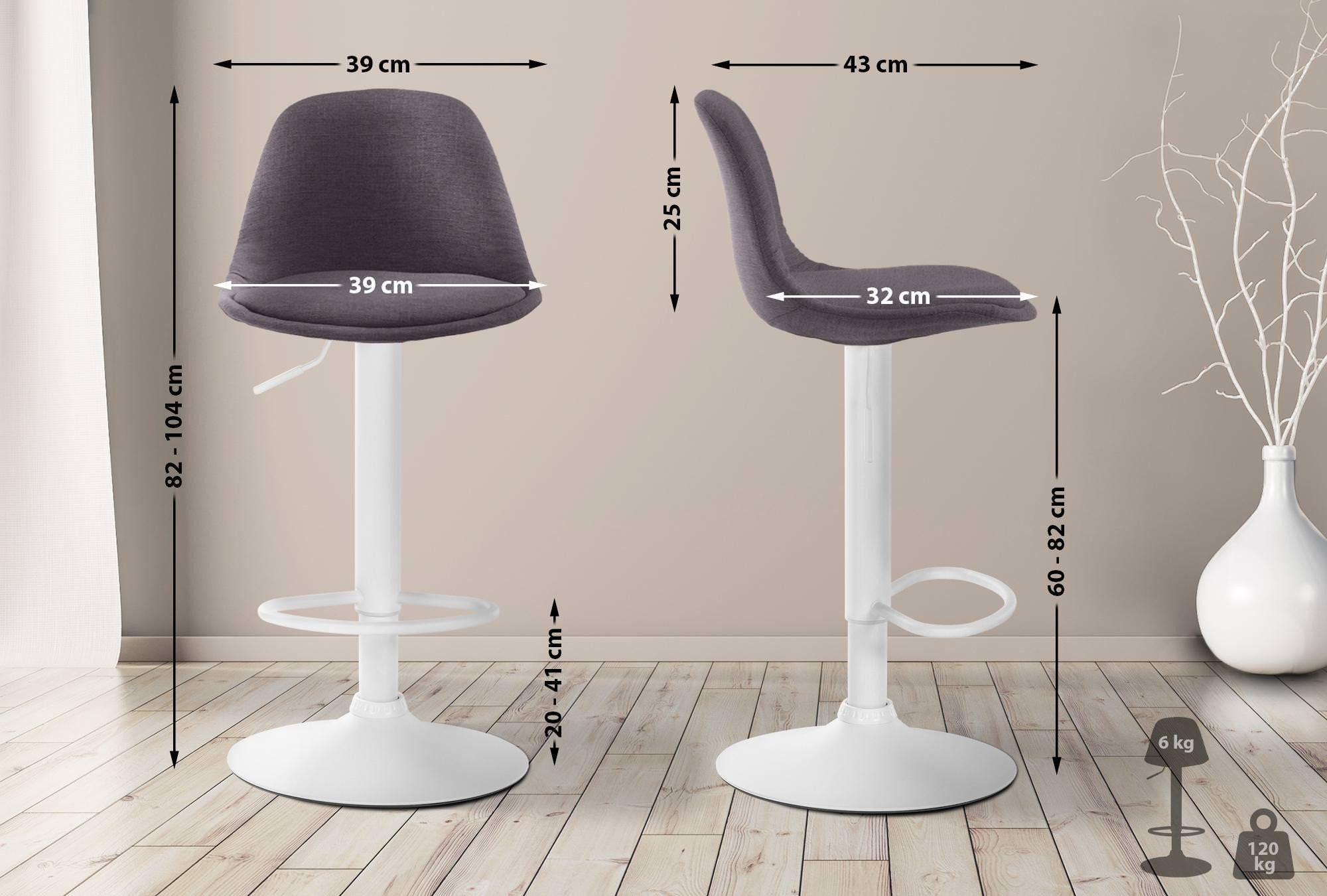 CLP Barhocker Kiel Stoff, mit Lehne und Fußstütze