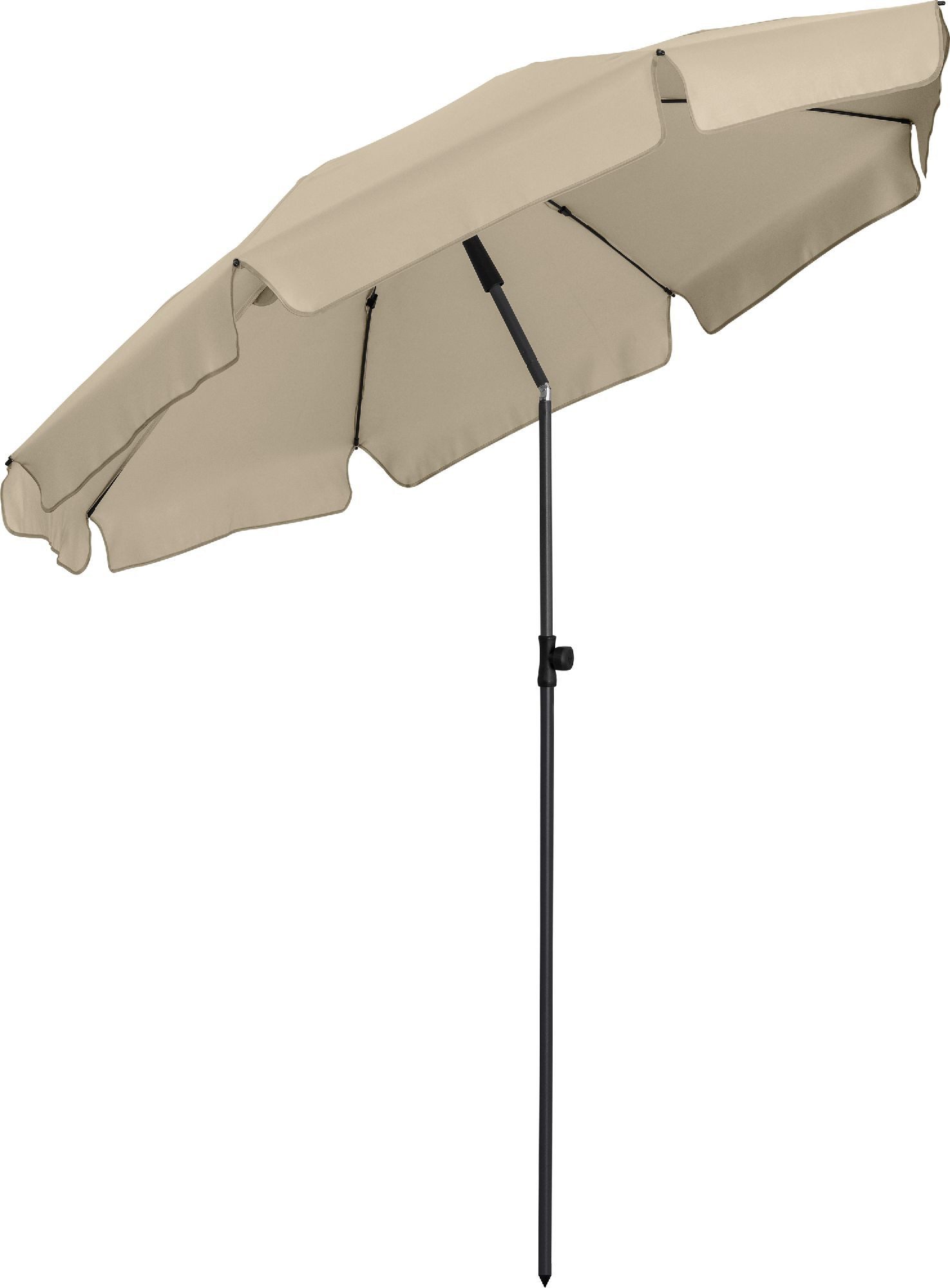 FARE Sonnenschirm M, Volant, höhenverstellbar, Ø 180 cm, UPF 50+, knickbar, Fiberglasschienen, Tragefutteral