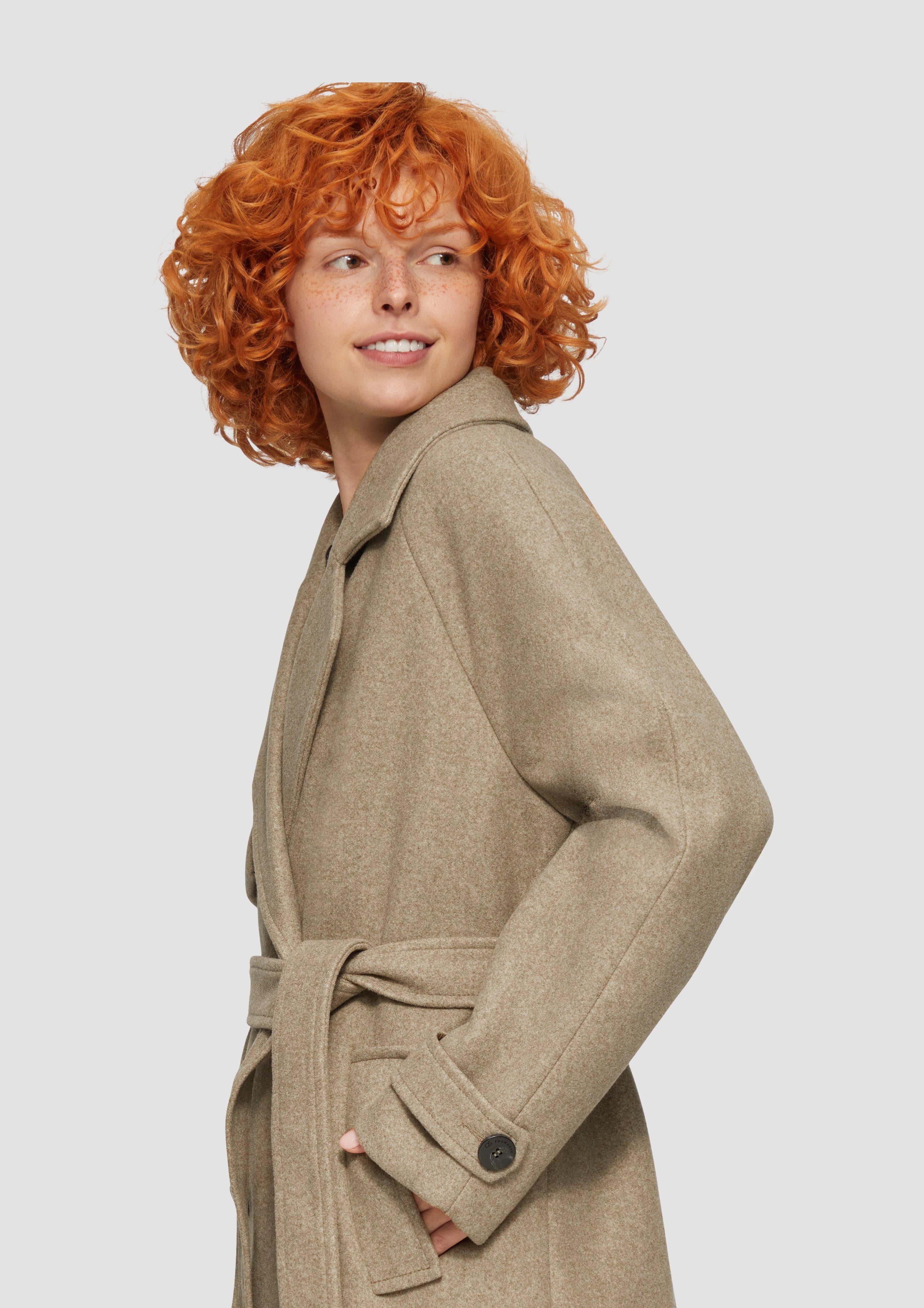 QS Funktionsmantel Trenchcoat in Wolloptik günstig online kaufen
