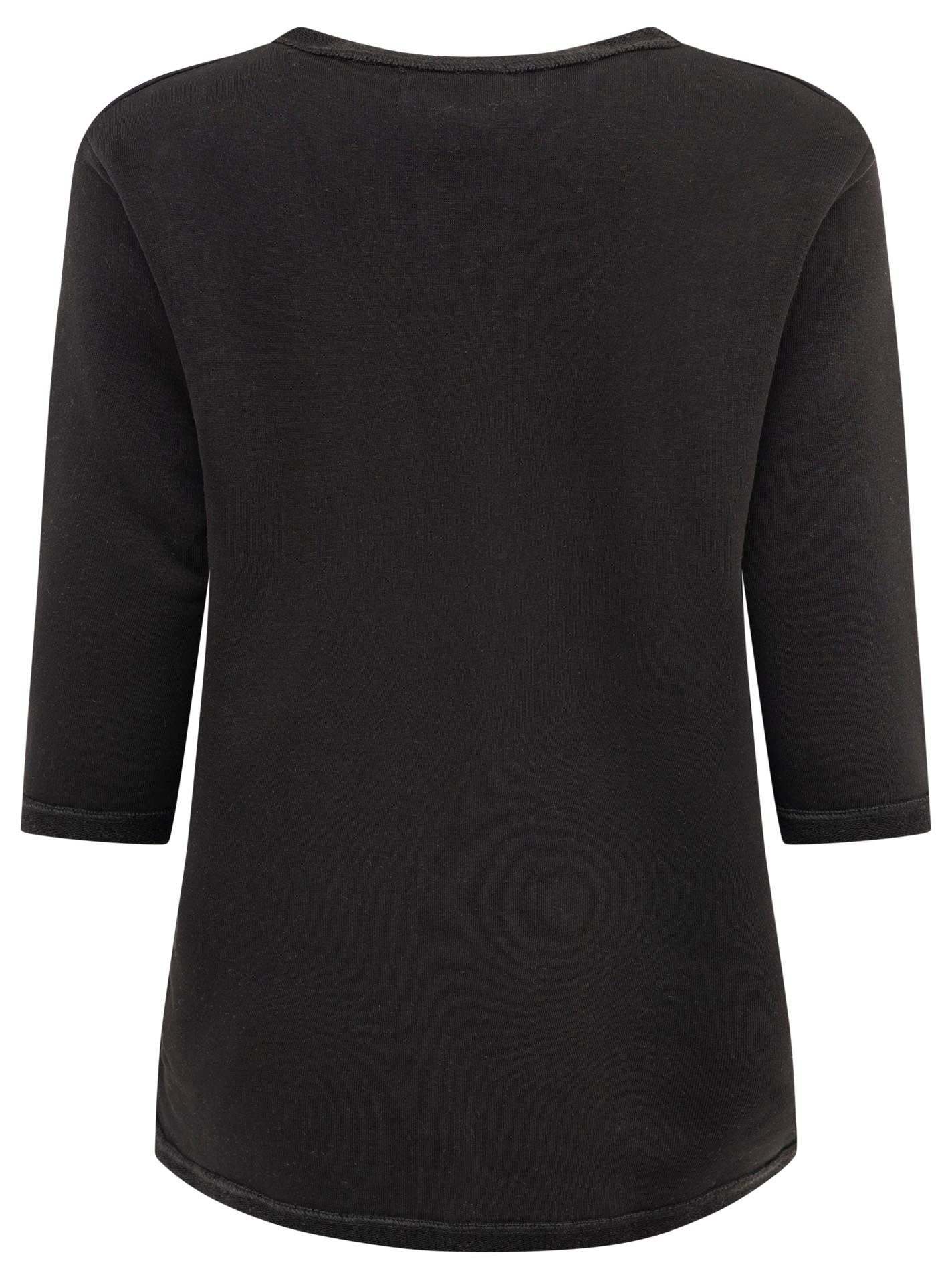 Zwillingsherz 3/4-Arm-Shirt "Moin" mit Moin Stickerei und Anker, ausgefranste Kanten