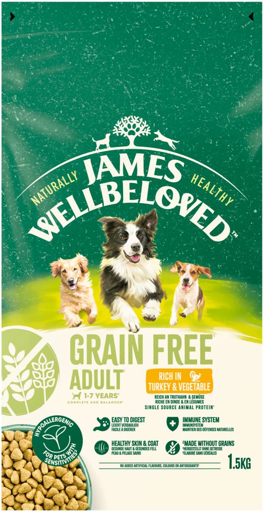 James Wellbeloved JAMES WELLBELOVED™ Hund Getreidefrei Truthahn & Gemüse 1,5kg, Trockenfutter für: Hunde