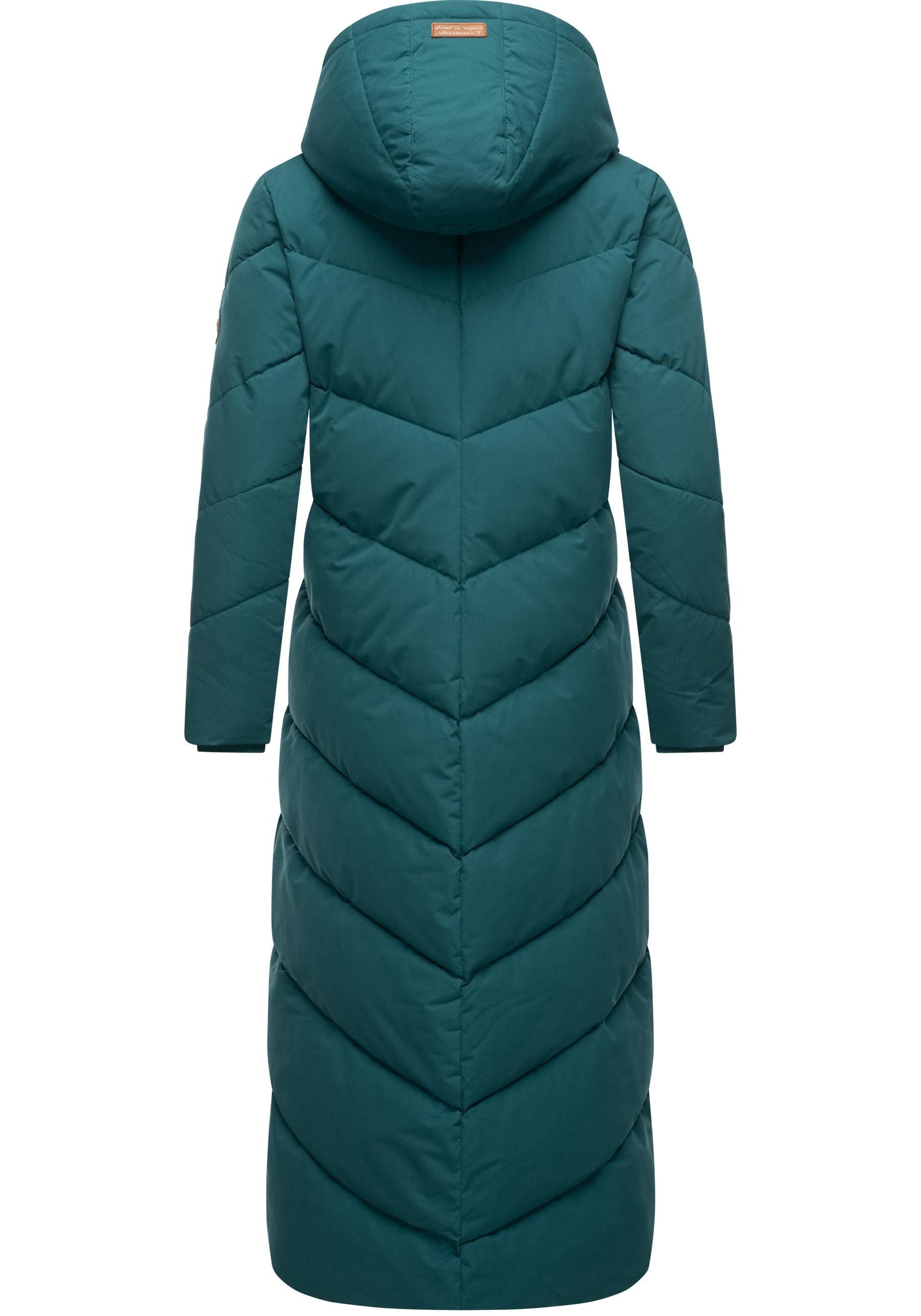 Ragwear Wintermantel Rebelka Extralong wasserdichter Winterparka mit abnehmbarer Kapuze