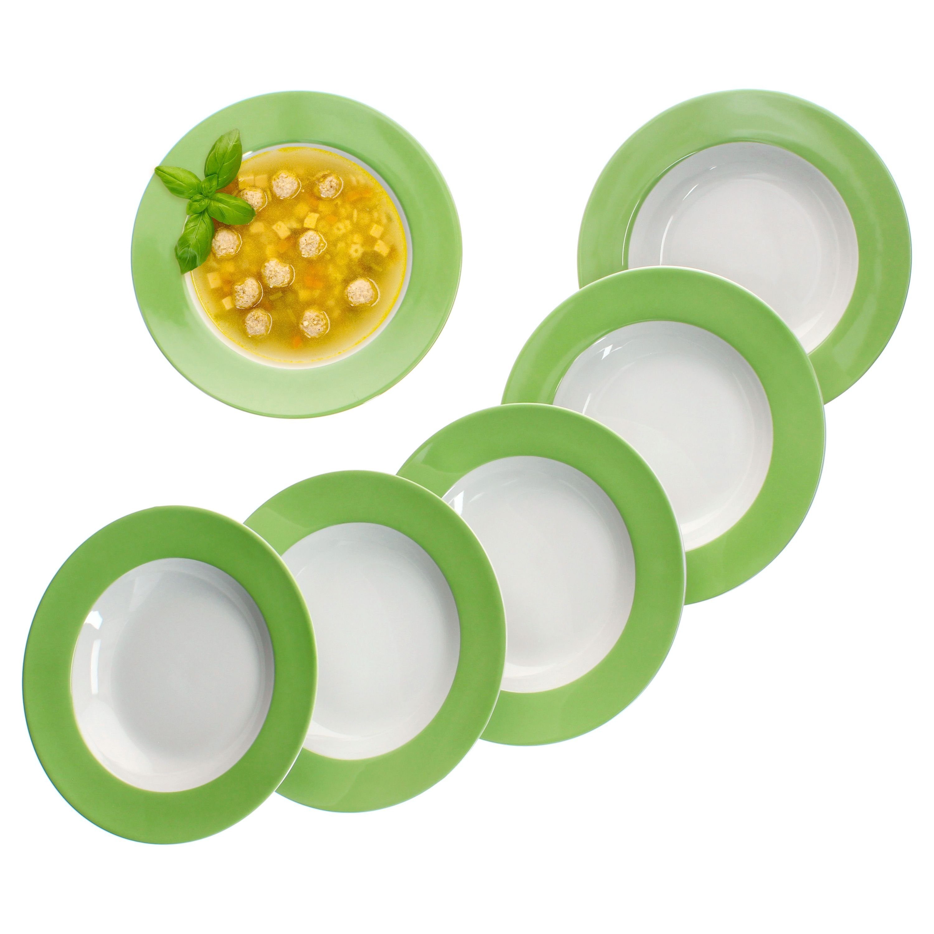 MamboCat Suppenteller 6er Set Variant Grün Suppenteller bunt tiefe Teller Pasta Salat