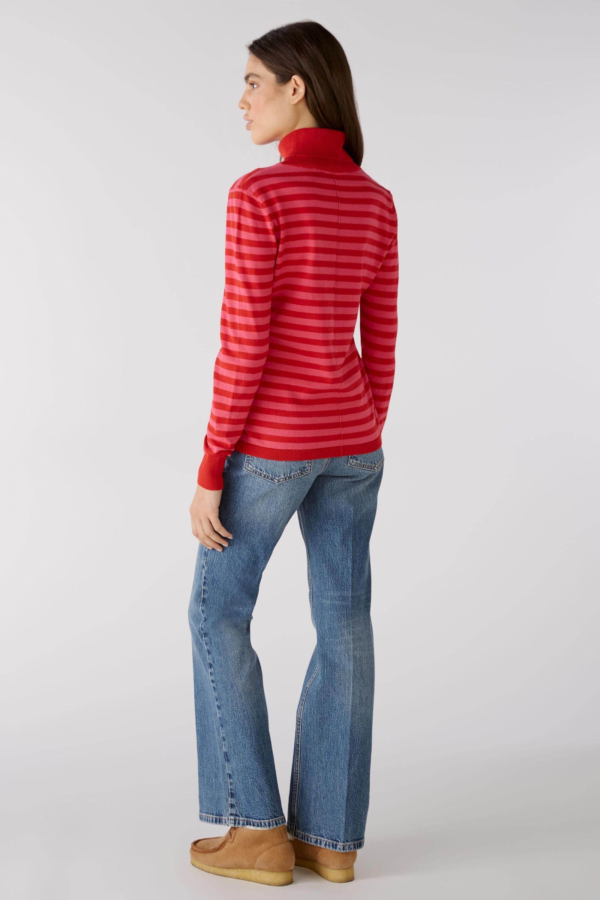 rose Bio-Baumwolle red mit Strickpullover Baumwollmischung Pullover Oui