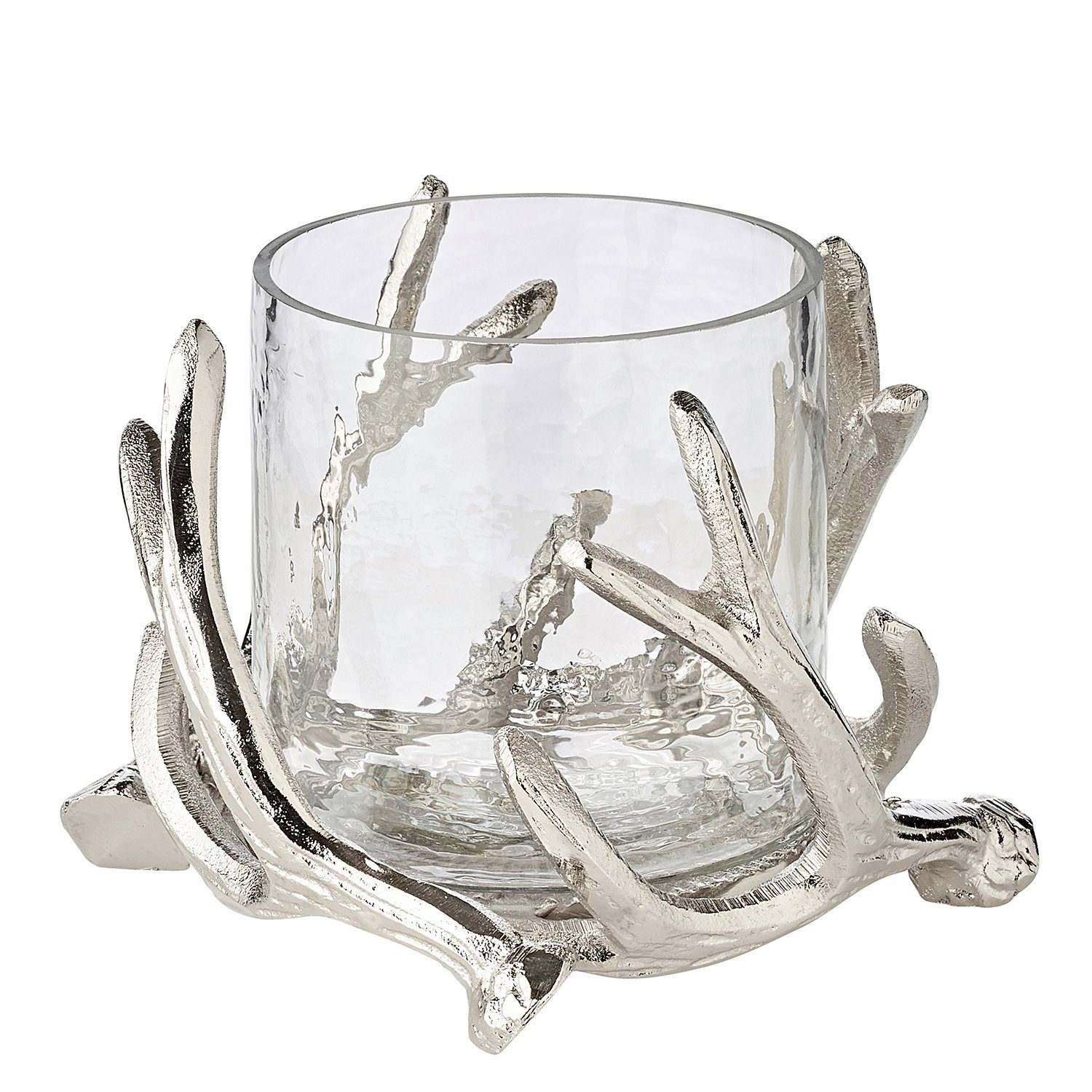 EDZARD Windlicht Kingston, Silber-Optik, Geweih-Motiv, H günstig online kaufen