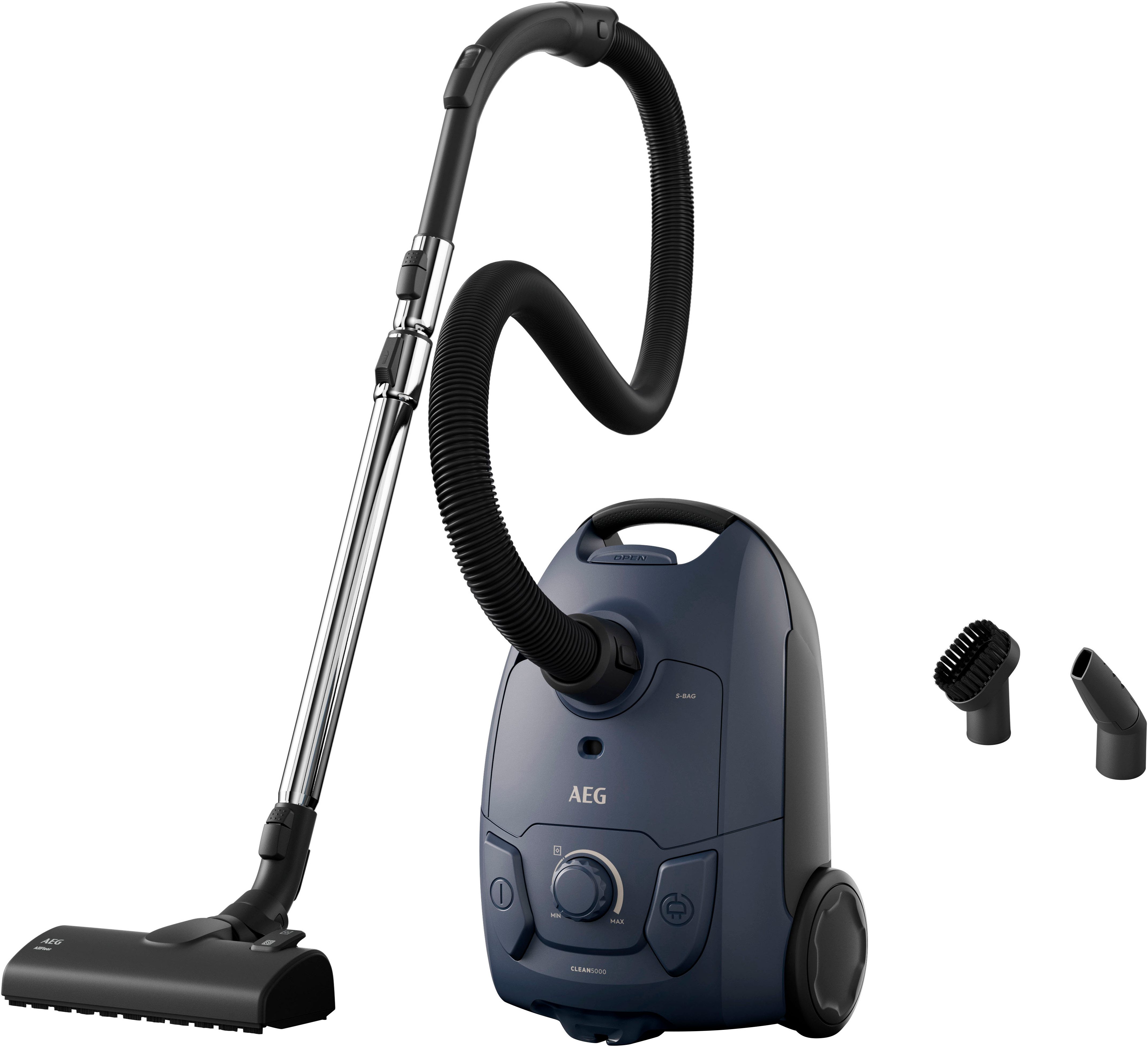 AEG Bodenstaubsauger CLEAN 5000, hohe Saugleistung, AllFloor-Bodendüse, 750 W, mit Beutel, AB51C1DB, aus 37 % Recyclingkunststoff, kompakte Größe